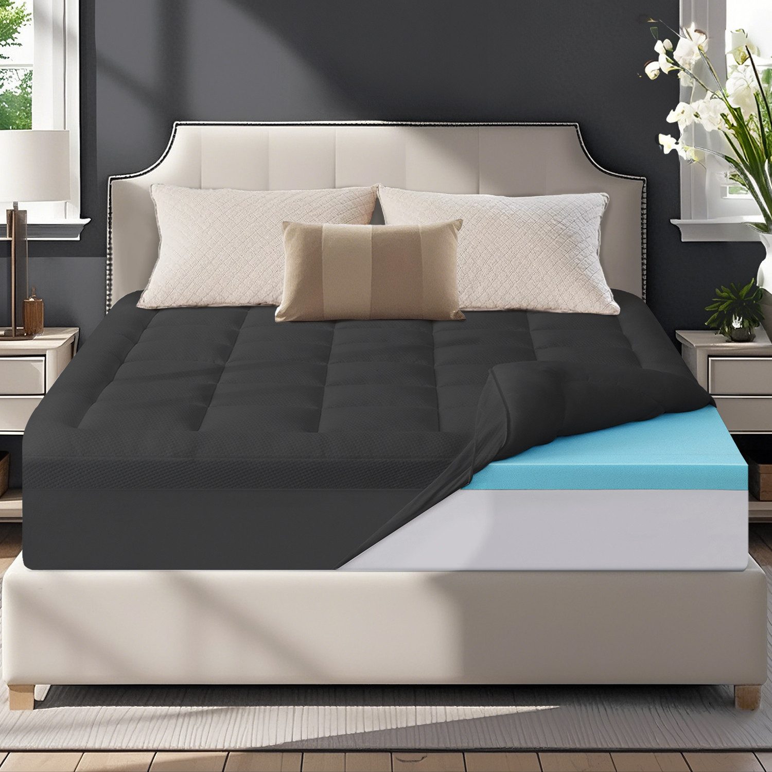 Elemuse, Topper Gel Schaum H3/H4 Topper mit Waschbar Bambusfaser Bezug, 7cm günstig online kaufen