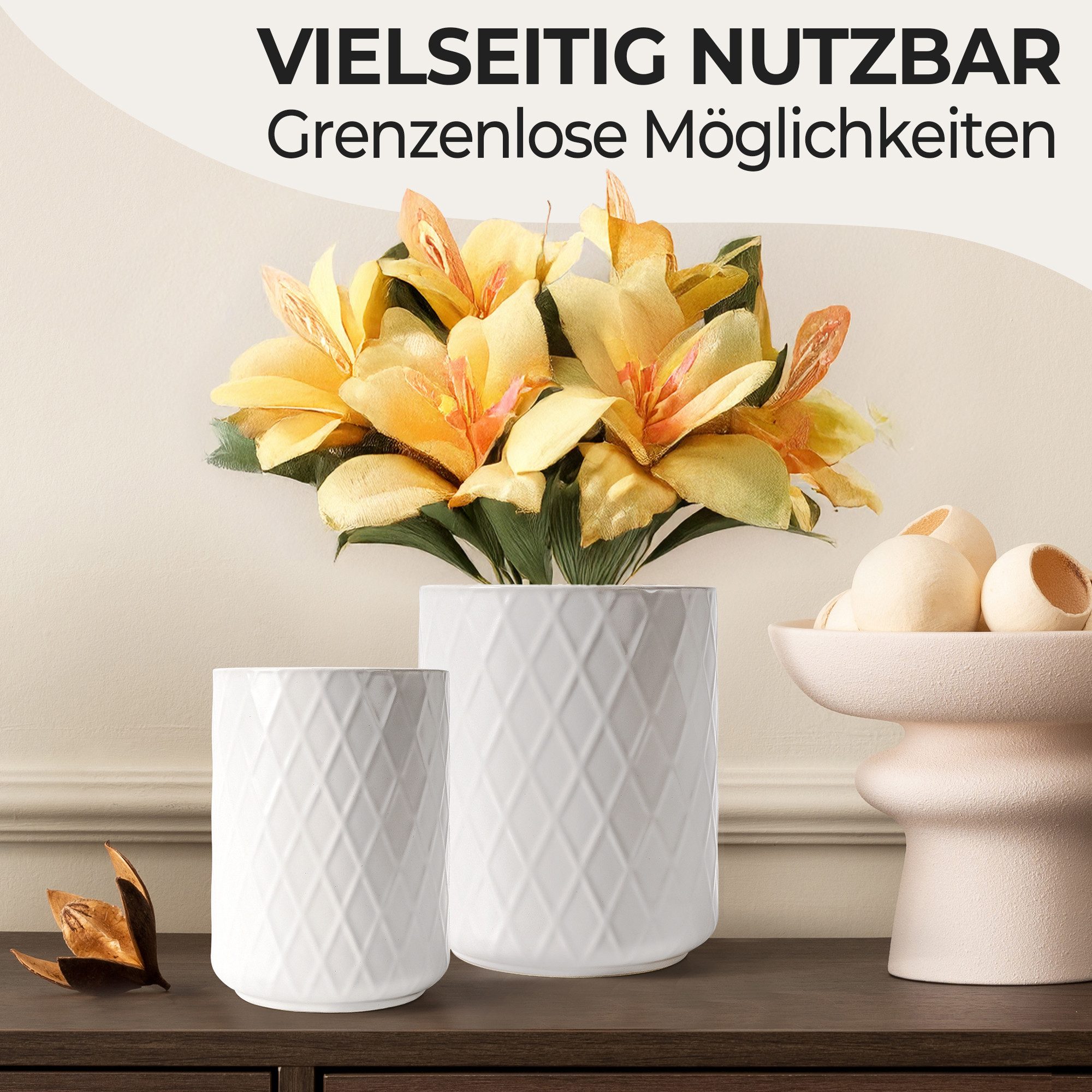 MiaMio Besteckhalter Palmanova Diamantmuster Weiß, (Set, 2-tlg., 2er-Set), Diamantmuster, 2er-Set – Bild 5 von 5