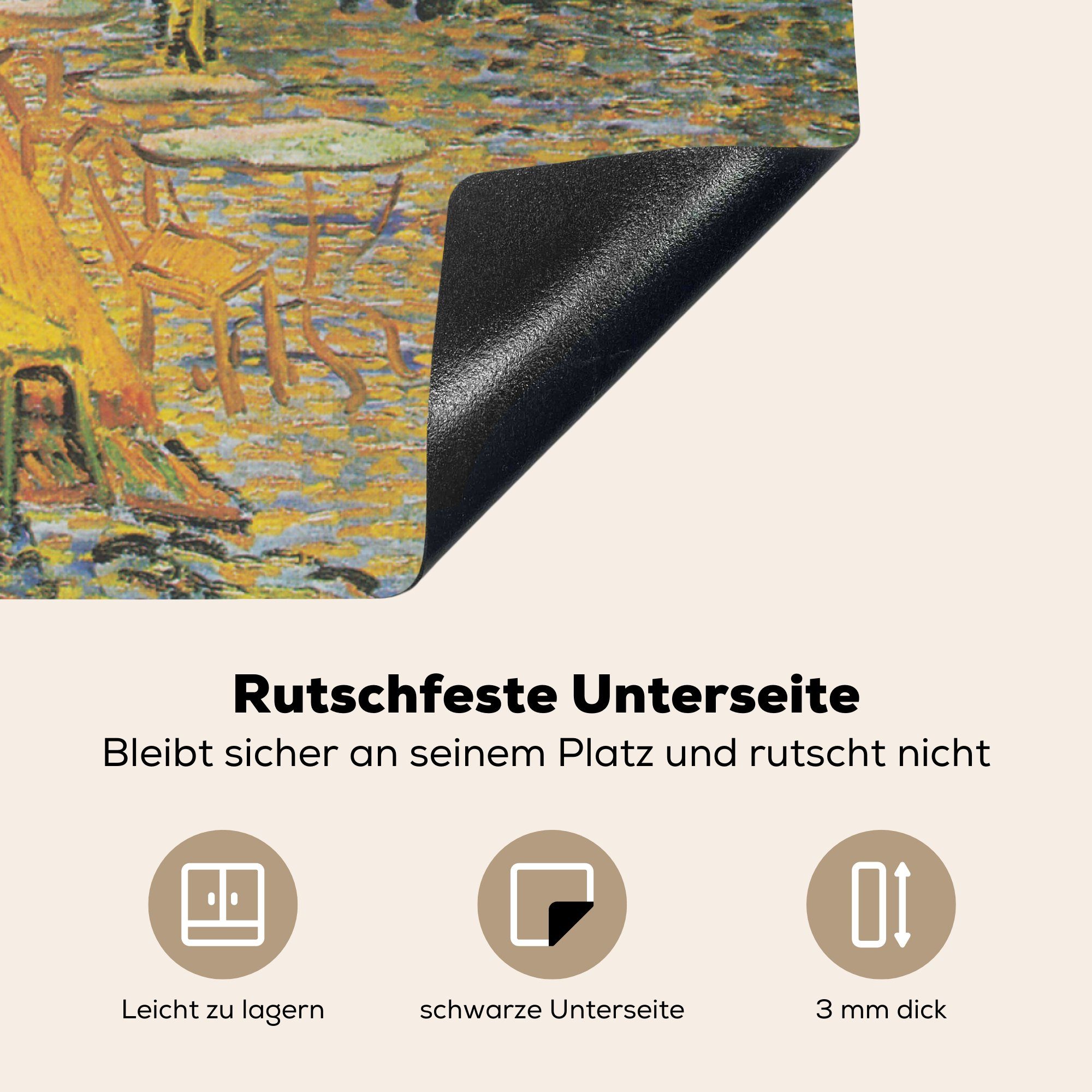 Vincent cm, tlg), MuchoWow Nacht - 78x78 Caféterrasse bei küche Arbeitsplatte von für Ceranfeldabdeckung, Vinyl, (1 van Herdblende-/Abdeckplatte Gemälde Gogh,