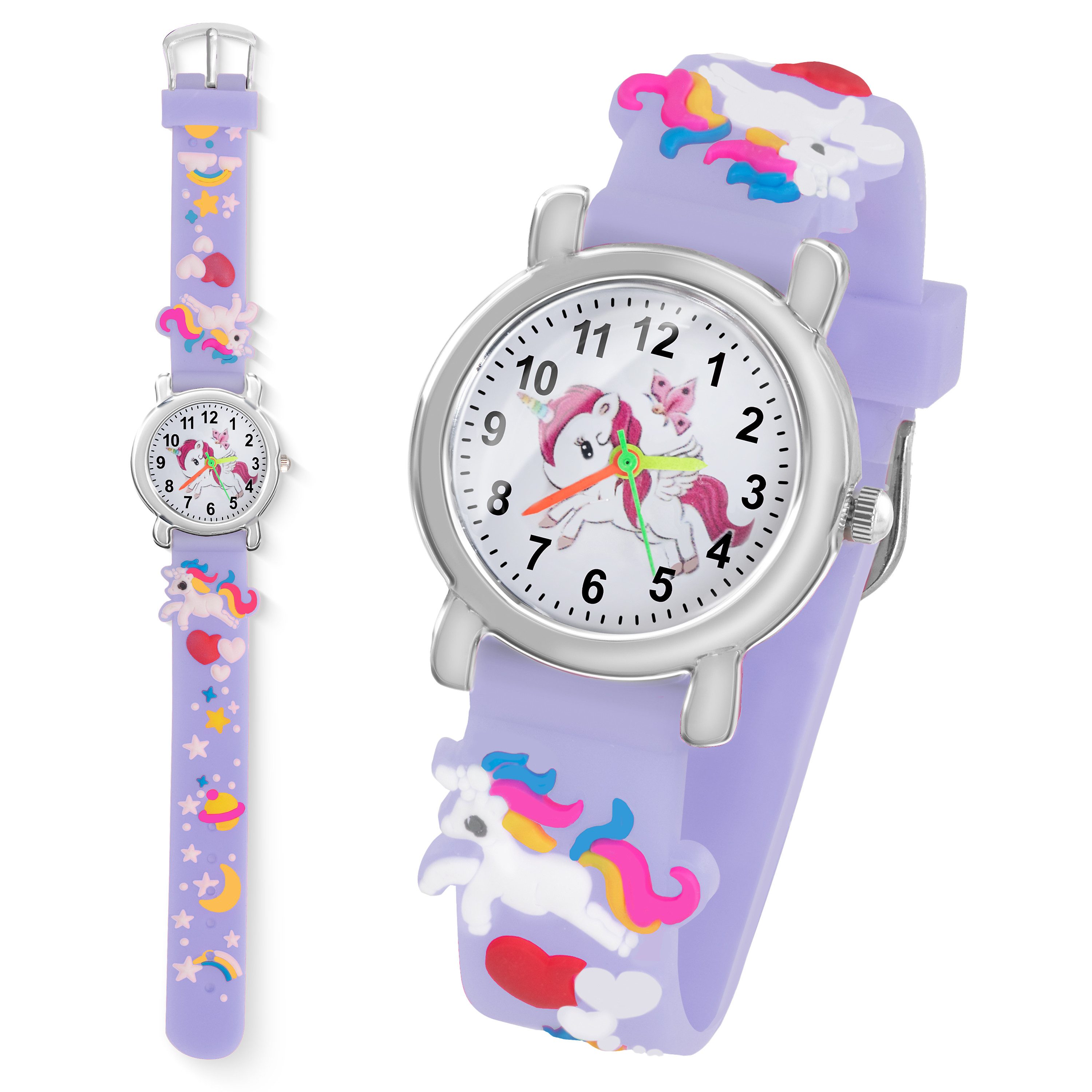 Taffstyle Quarzuhr Kinder Armbanduhr Einhorn Silikonuhr für Mädchen und Jungen, (Mädchen Jungen Sportuhr Bunte Kinderuhr Farbige Lernuhr Silikonuhr Süß)