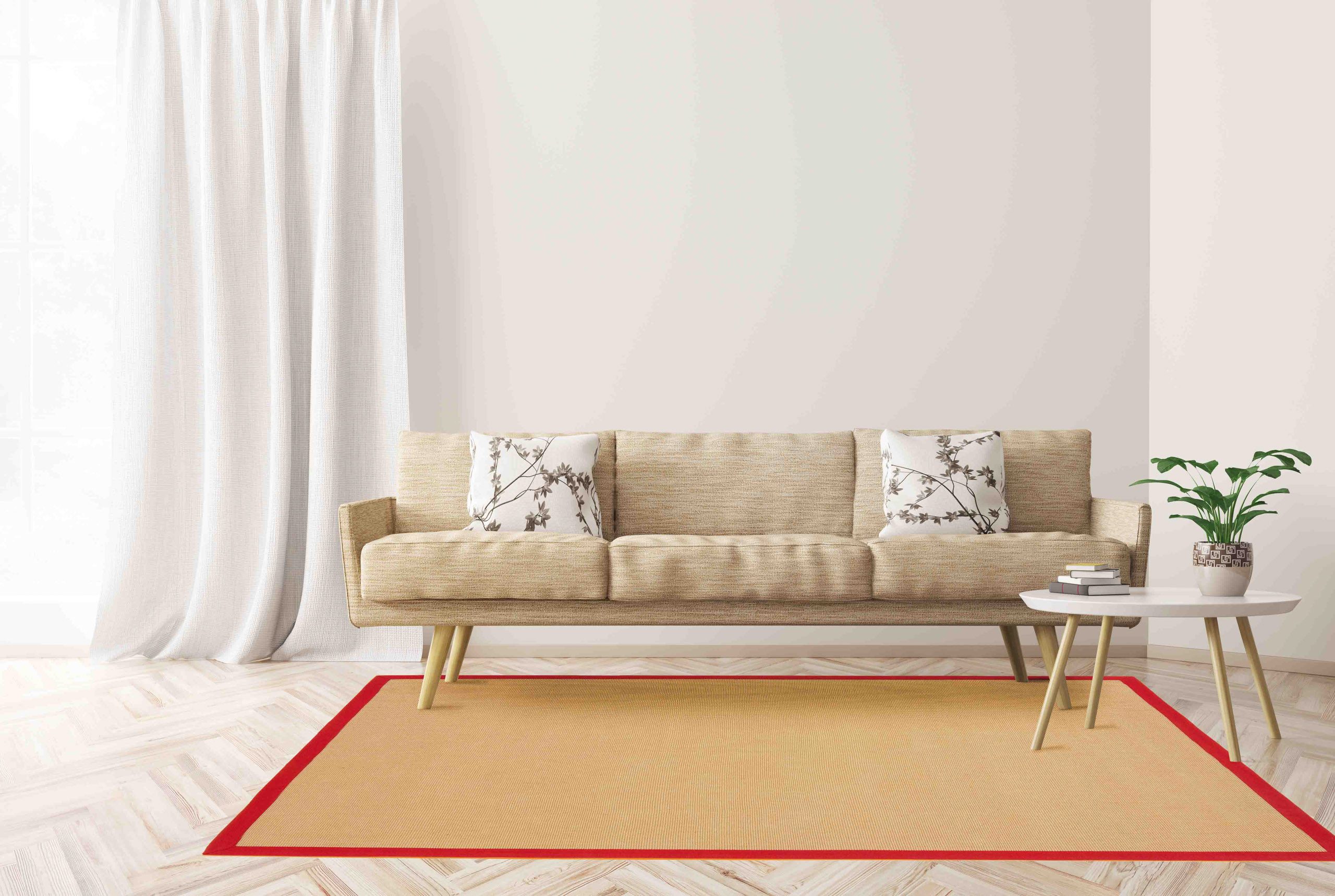 carpetfine Sisalteppich Sisal, auch als Läufer erhältlich, rechteckig, Höhe: 5 mm, mit farbiger Bordüre, Anti Rutsch Rückseite, viele Größen, Wohnzimmer