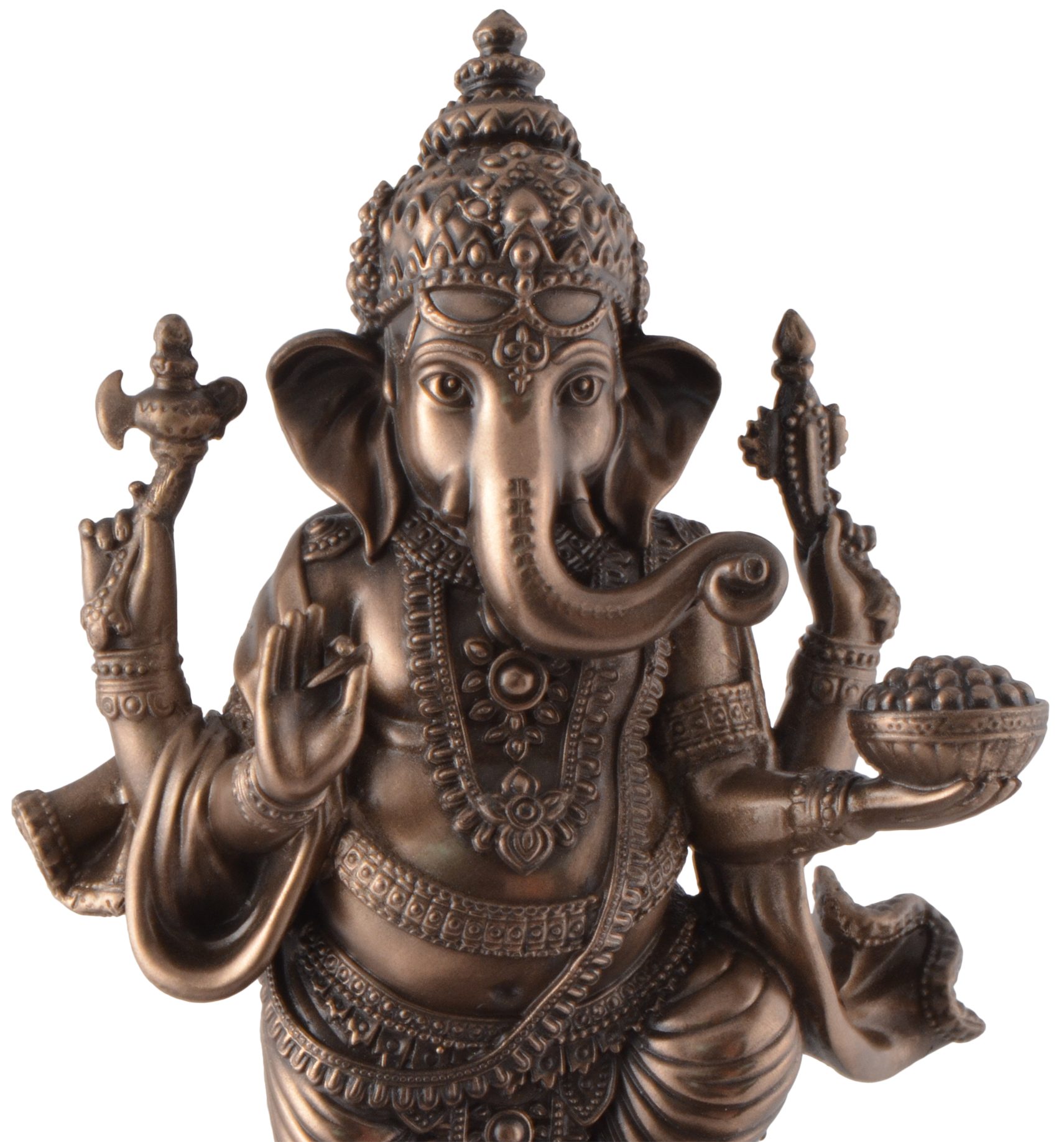 Vogler direct Gmbh Dekofigur indischer by - bronziert, Veronese, Ganesha Glücks Lotusblüte des 8x6x13cm auf von Hand LxBxH: ca. Gott