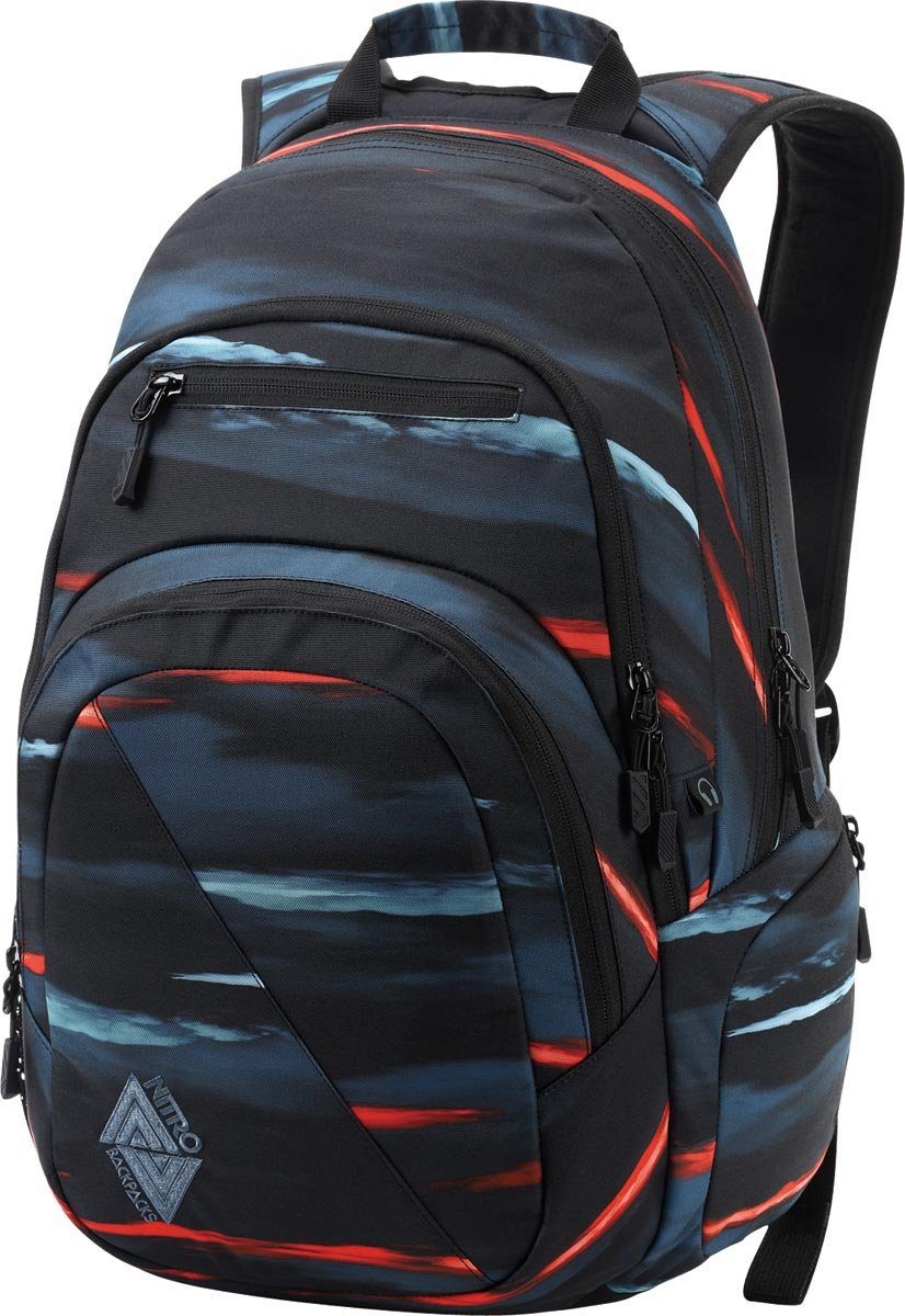 NITRO Schulrucksack Stash 29, Alltagsrucksack, Rucksack für Freizeit, Schule, Arbeit und Reise acid dawn