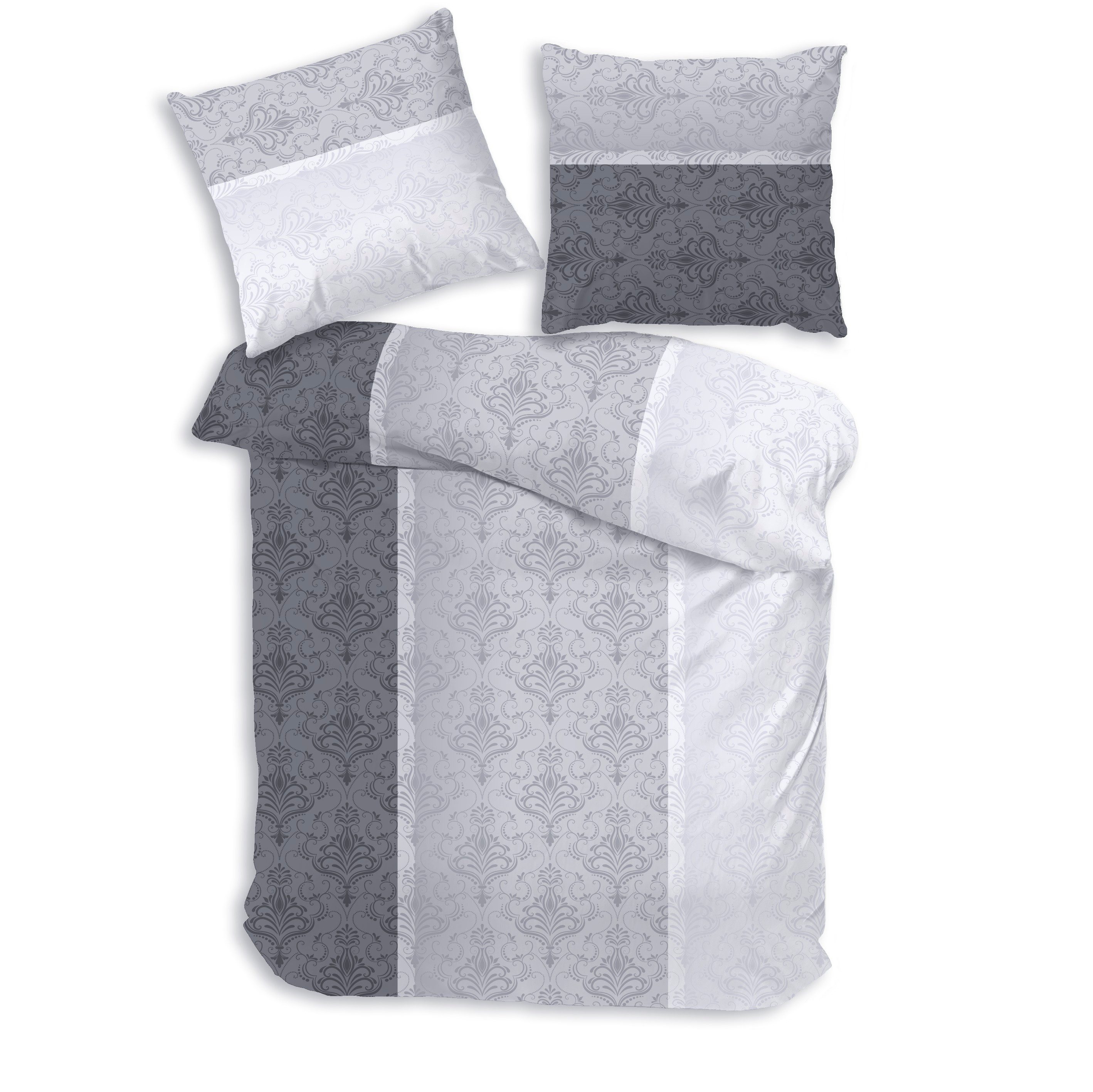 Bettwäsche Premium Biber Bettwäsche 135x200 oder 155x220 cm, Grau Silber