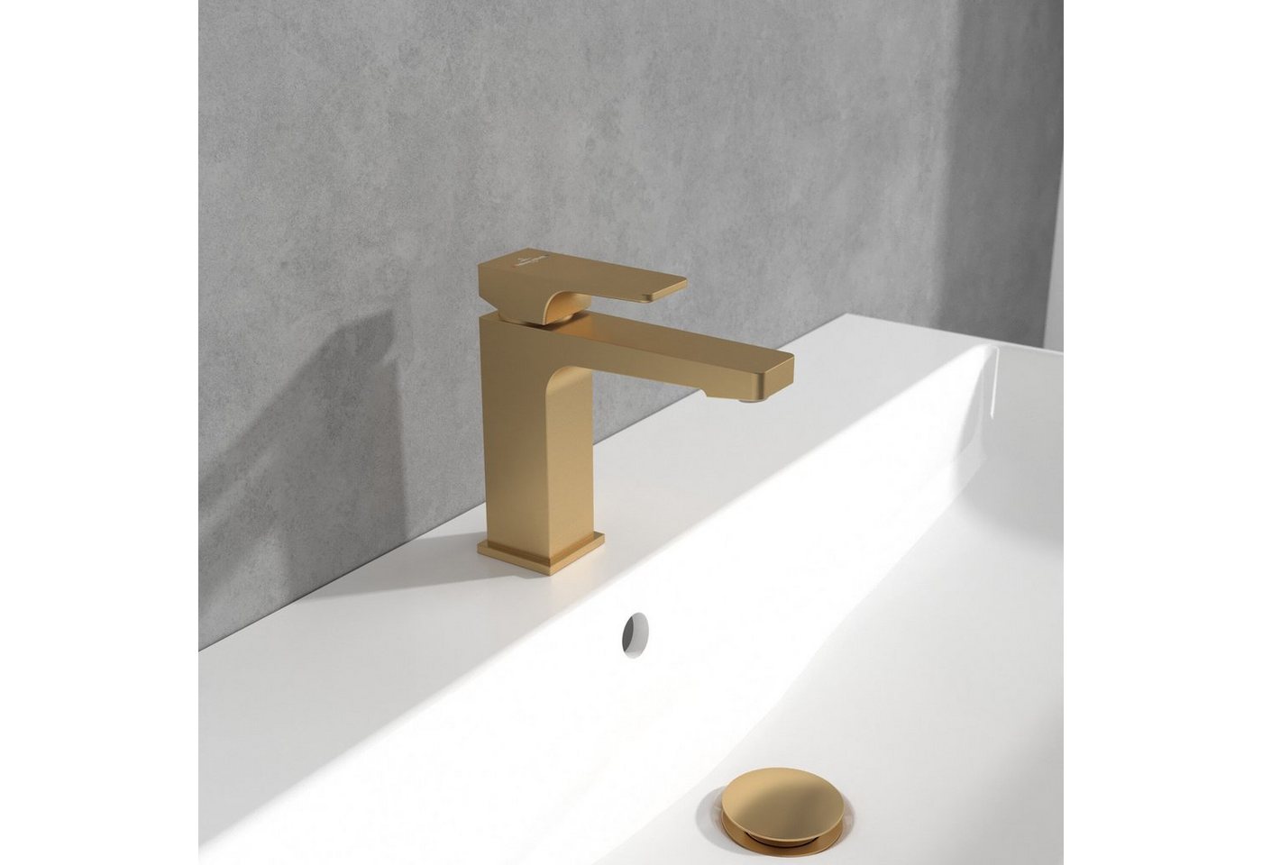 Thumbnail - Villeroy & Boch Waschtischarmatur Architectura Square Mit Zugstangen-Ablaufgarnitur, Standmontage