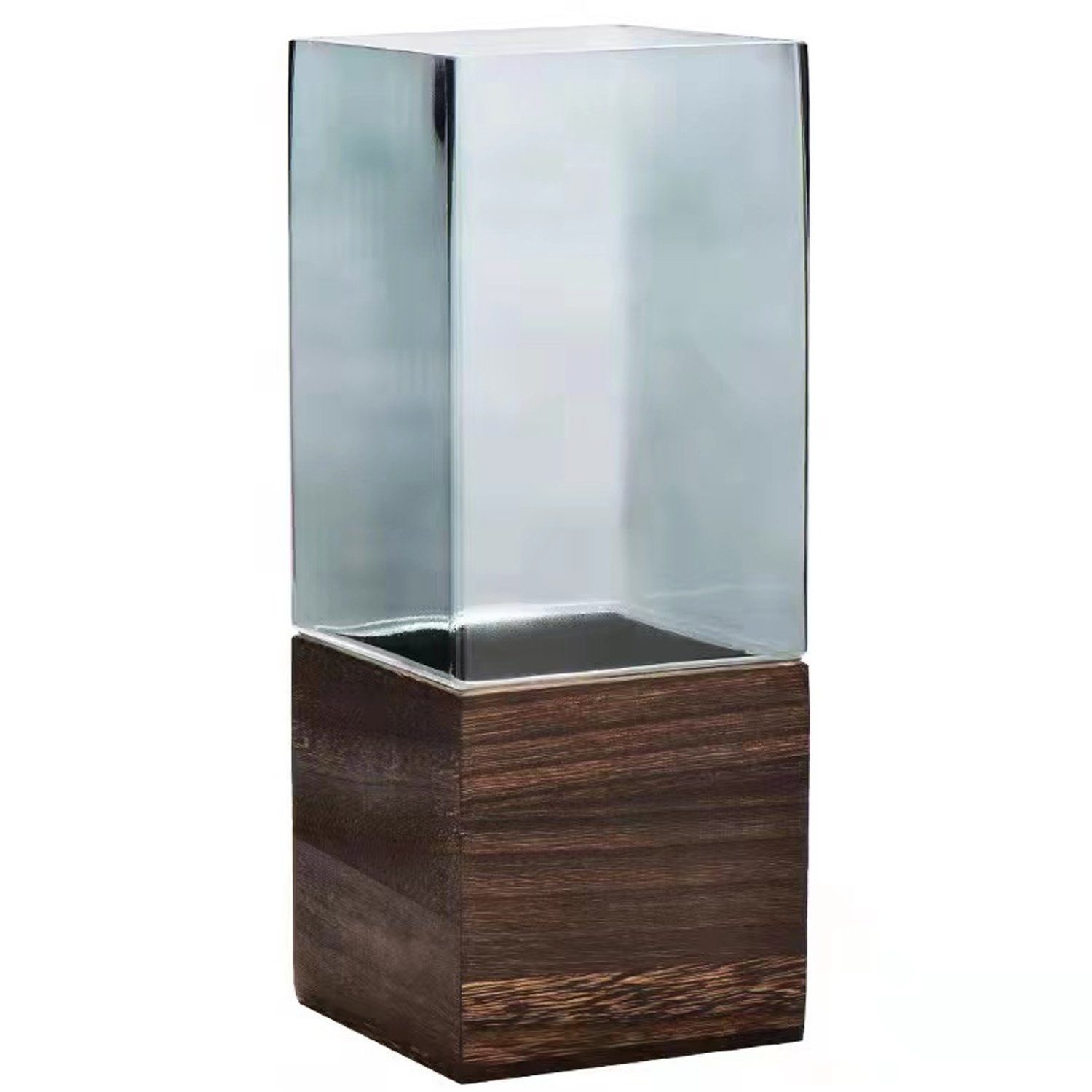 Marrakesch Orient & Mediterran Interior Tischvase Moderne Glasvase Madrid handgefertigt aus Glas in Grau 30 cm im Trend (1 St), abnehmbarer Holzsockel