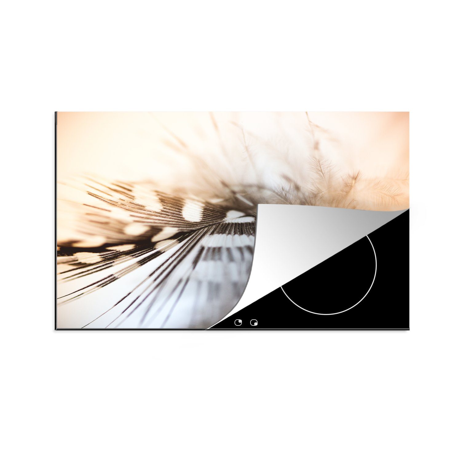 MuchoWow Herdblende-/Abdeckplatte Feder Licht, weiches cm, Vinyl, die Schutz Foto Ceranfeldabdeckung küche, tlg), für Induktionskochfeld 81x52 (1