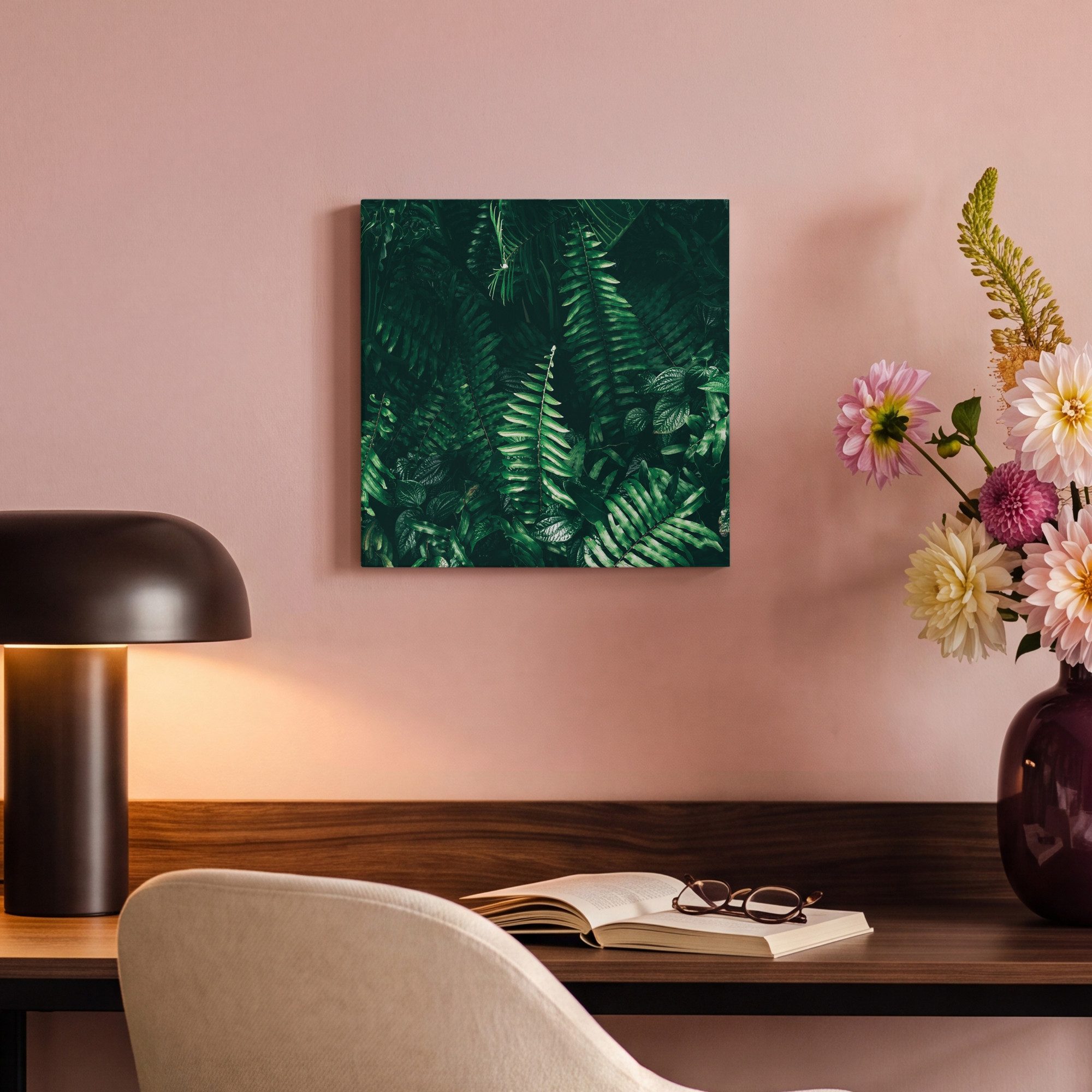 OneMillionCanvasses® Leinwandbild Blätter - Dschungel - Natur - Tropisch - Pflanzen, Fotodruck (1 St), Wandbild, Deko Schlafzimmer Wohnzimmer Flur 20x20 cm – Bild 4 von 5