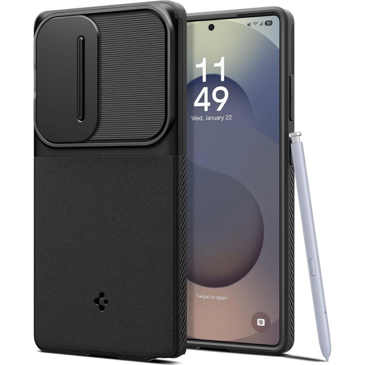 Spigen Handyhülle Optik Armor Kompatibel mit Samsung Galaxy S25 Ultra Schwarz 6,9, Für Samsung Galaxy S25 Ultra professioneller Kamerarand