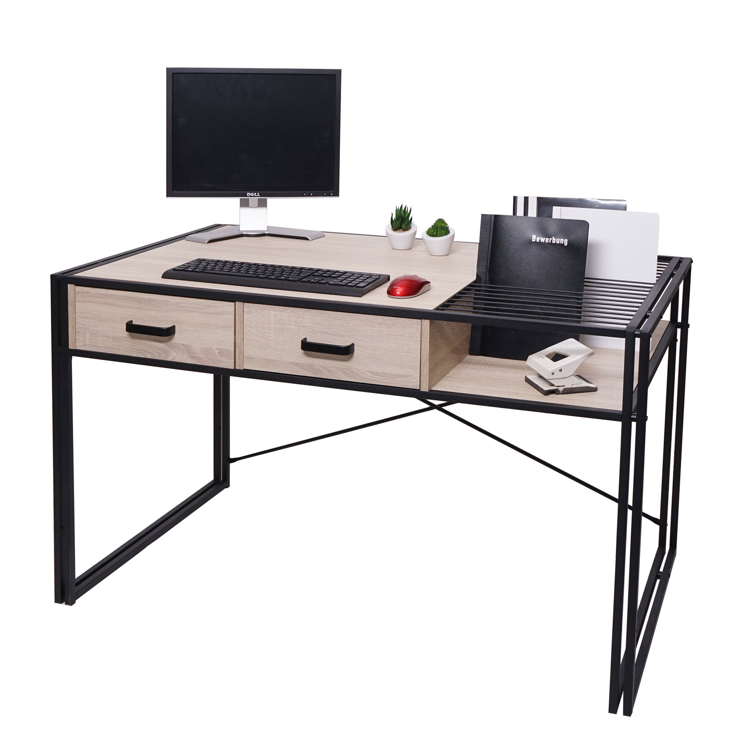 MCW Schreibtisch MCW-H91, Industrie-Design, Ablage für Dokumente