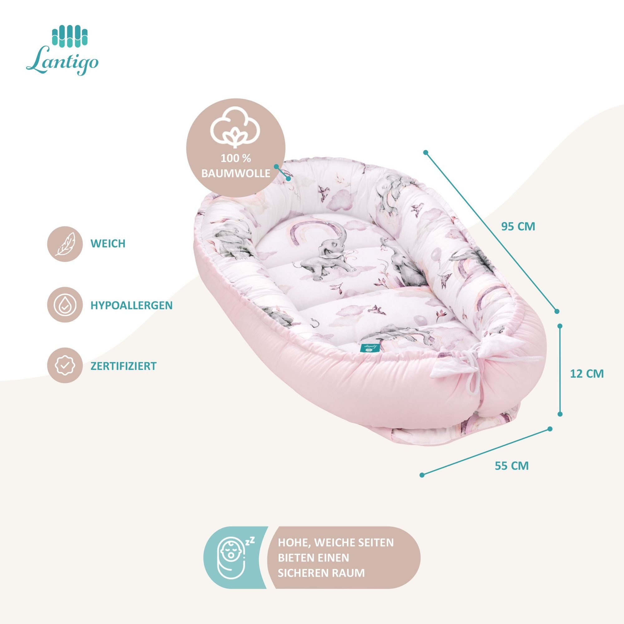 Lantigo Bettnestchen Nest Set für Neugeborene, Babynest Baby Nestchen Ersta günstig online kaufen