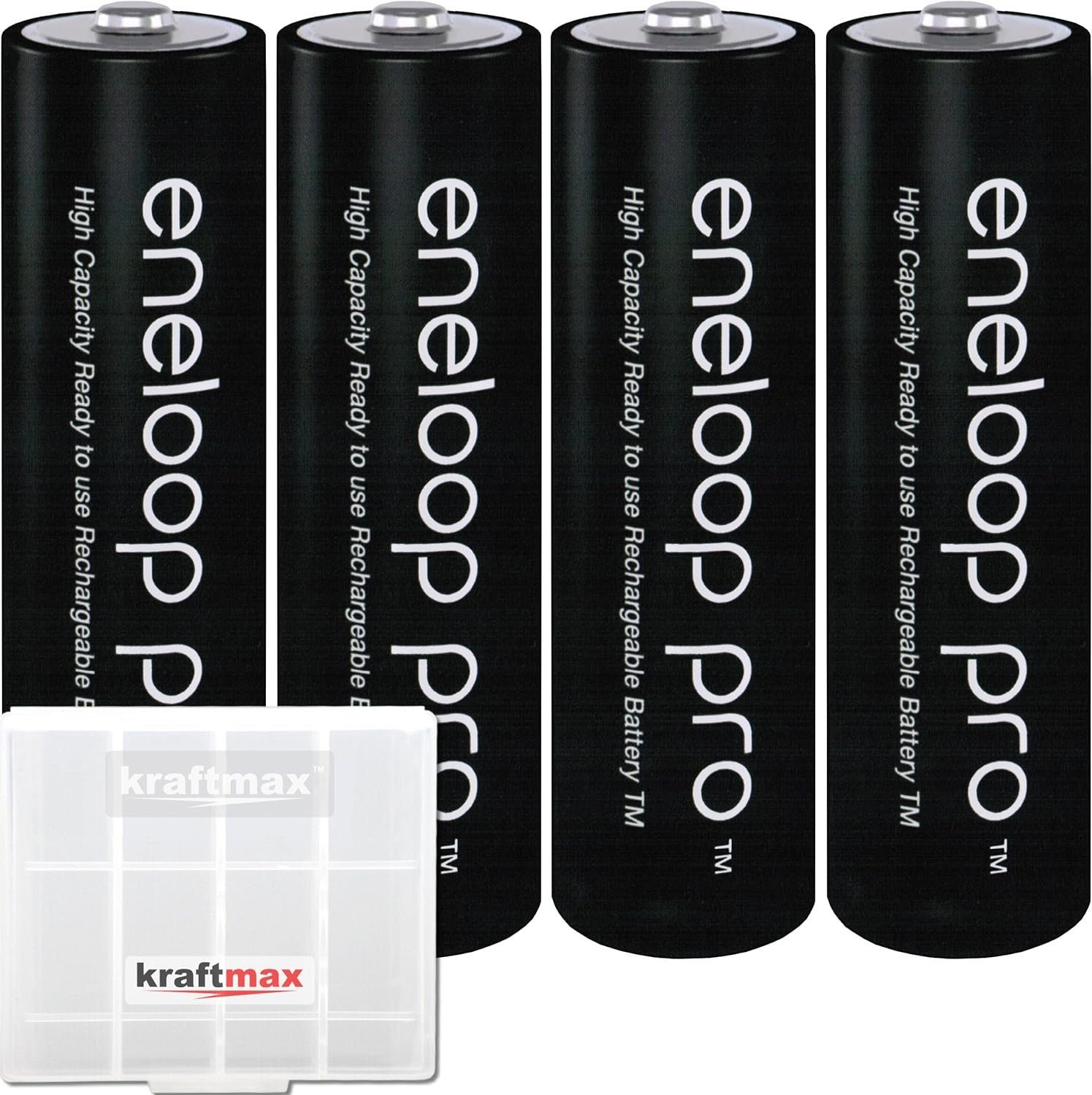 kraftmax 4er Pack Eneloop XX Pro Mignon AA Akkus 2550 mAh in Kraftmax Akkubox Akku (1 St)