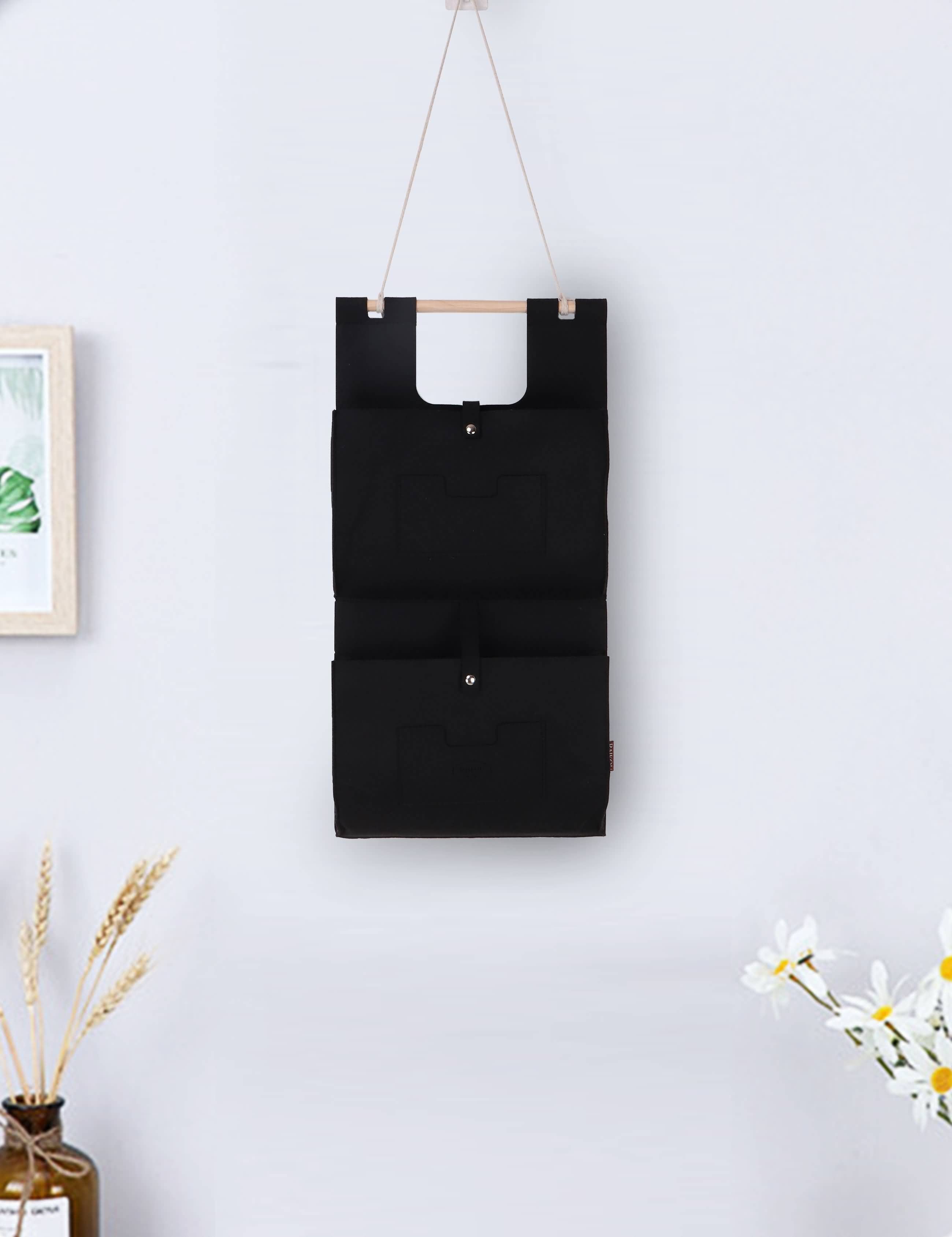 RAIKOU Hängekorb Hängetasche aus Filz Organizer / Wandorganizer / Türorganizer (Aufhängen an Wand und Tür Wandtasche Filztasche, 2 St., 2 Taschen,3 Taschen), Grau, Stein,Anthrazit,Beige,Schwarz