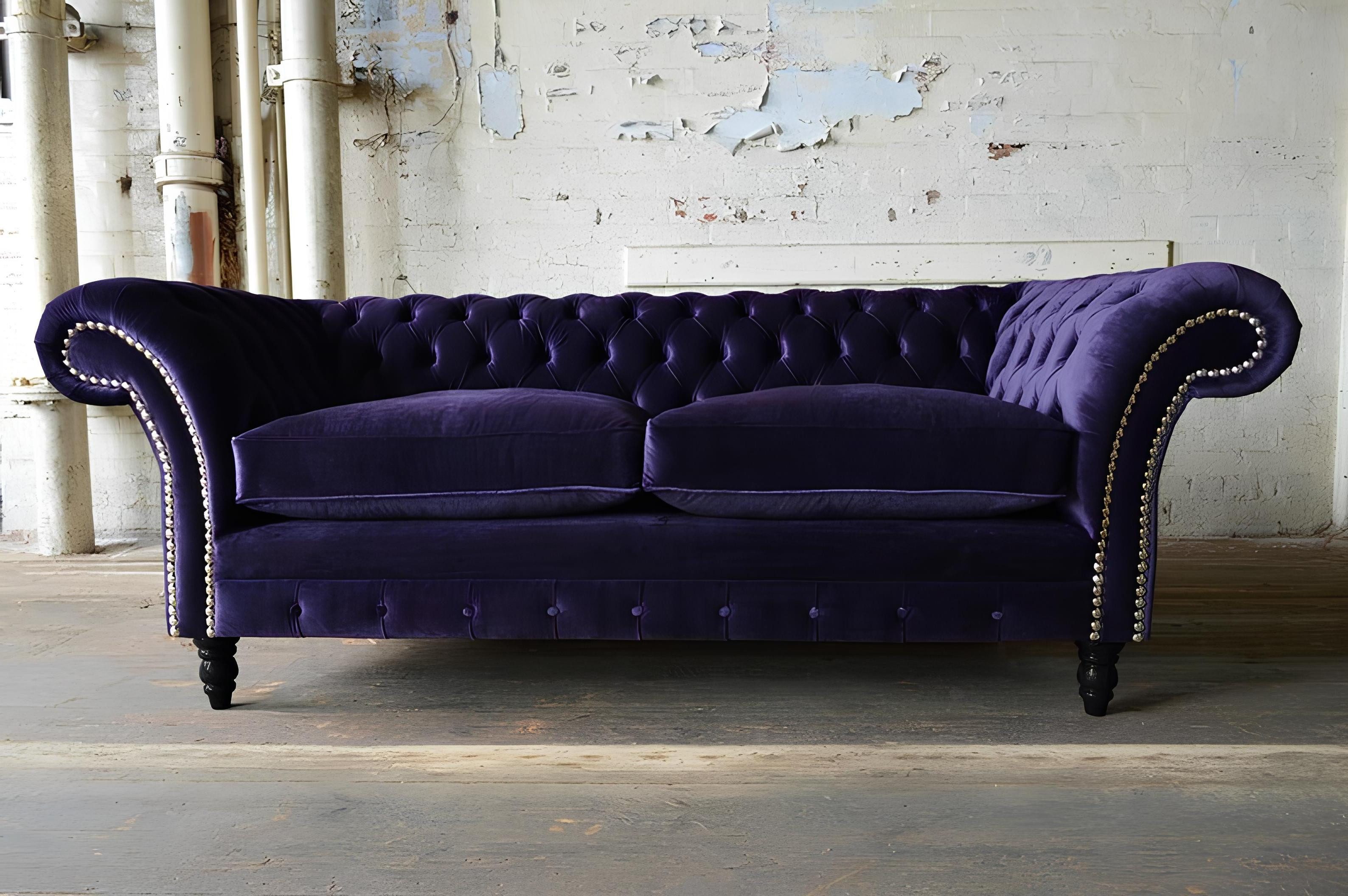 Xlmoebel Chesterfield-Sofa Designer-Sofa aus Samtstoff mit edlem Design Chesterfield-Couch, Hergestellt in Europa