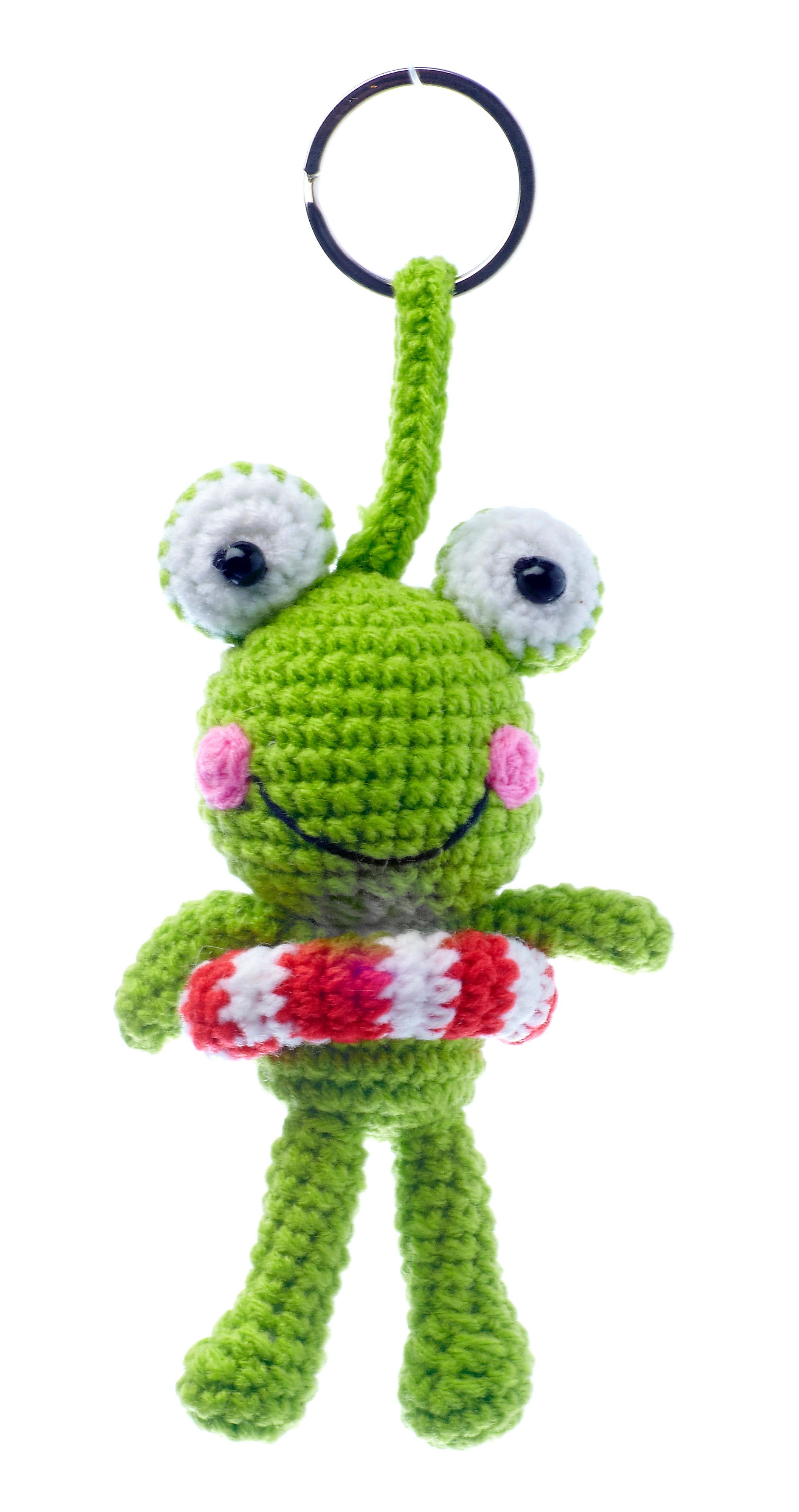 By Bers Schlüsselanhänger Schlüsselanhänger Taschenanhänger mit Häkel (Frosch Rettungsring, süßes Häkeltier wirklich Geschenk) Häkelfigur