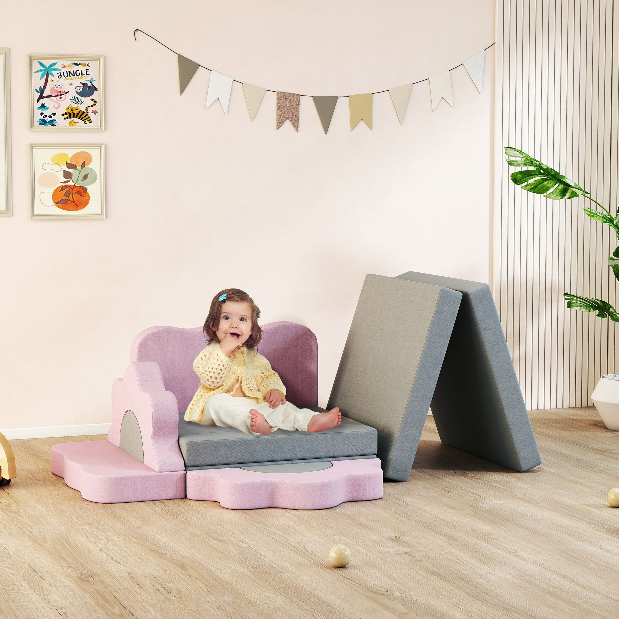 AIYAPLAY Schaumstoff Bausteine Kinder mit Bällebad Конструктора, (Softbausteine-Set, 12 St., Riesenbausteine), Weicher Cordbezug, leicht zu reinigen