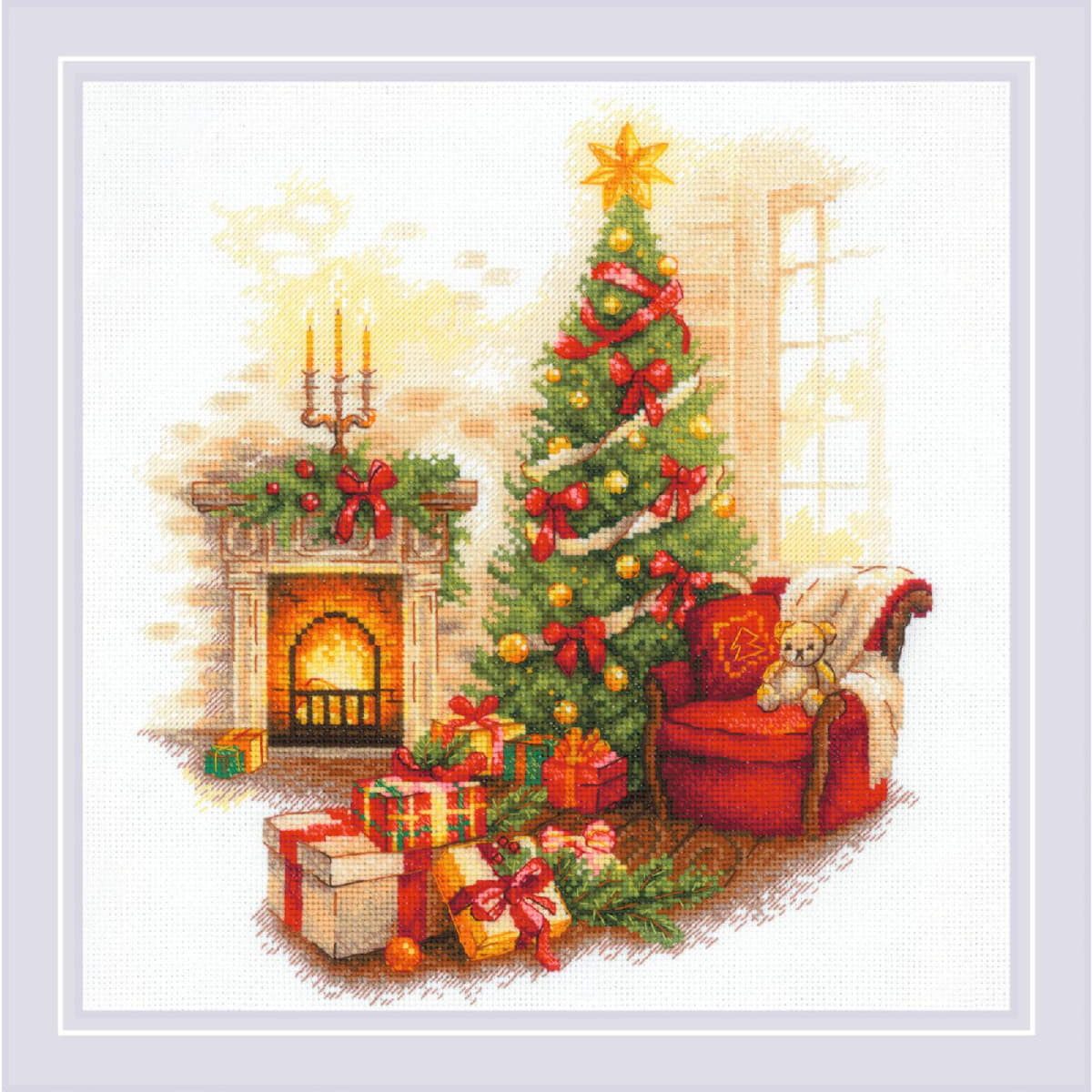 Riolis Kreativset Kreuzstich Stickpackung "Weihnachtsgelassenheit", Zählmuster, 30x30cm, (embroidery kit by Marussia)
