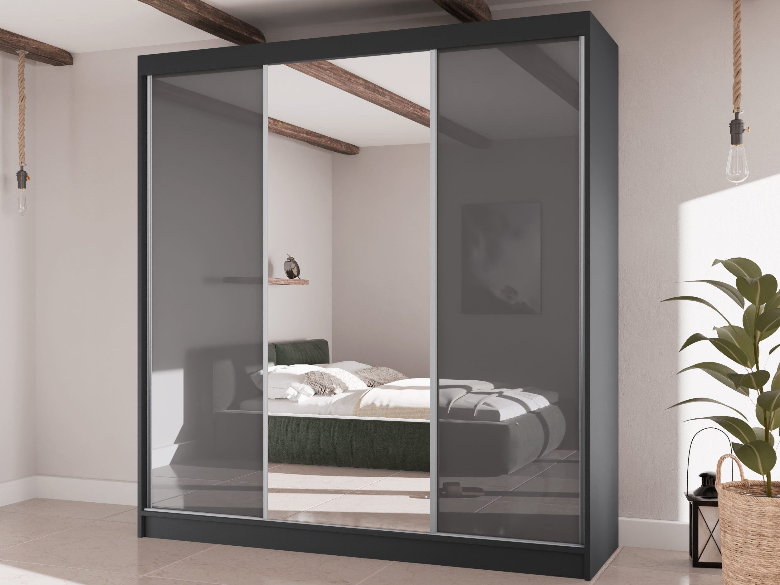 Beautysofa Kleiderschrank VELIS II Breite: 200cm, günstig online kaufen