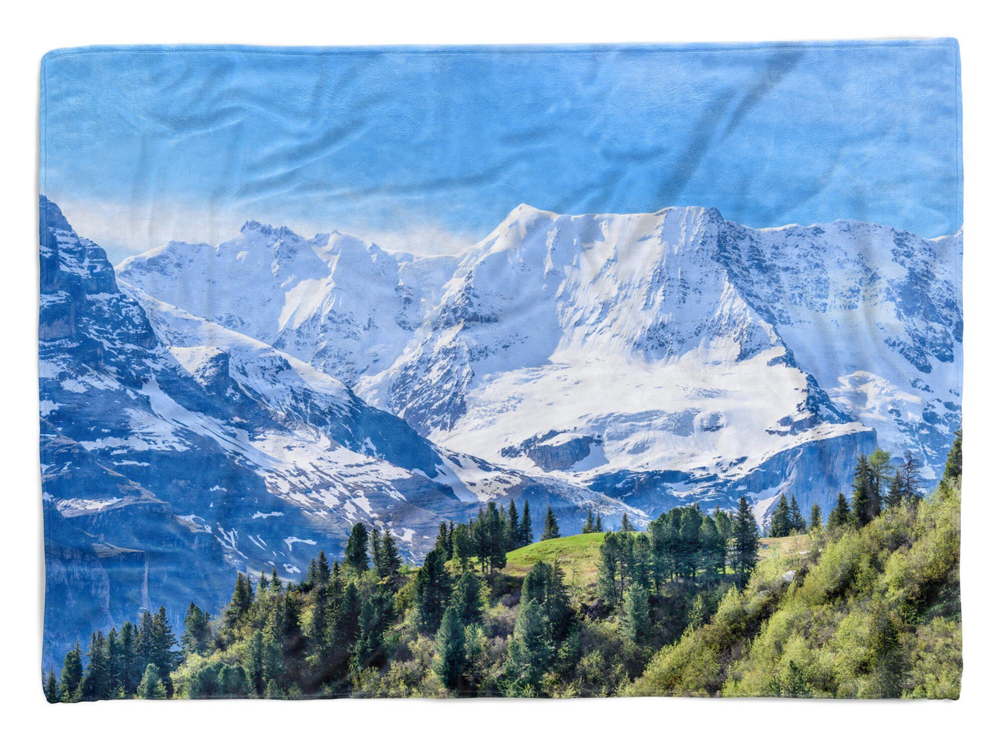 Sinus Art Handtücher Handtuch Strandhandtuch Baumwolle-Polyester-Mix mit Fotomotiv Handtuch Berge Schnee Saunatuch Berglandschaft, (1-St), Kuscheldecke