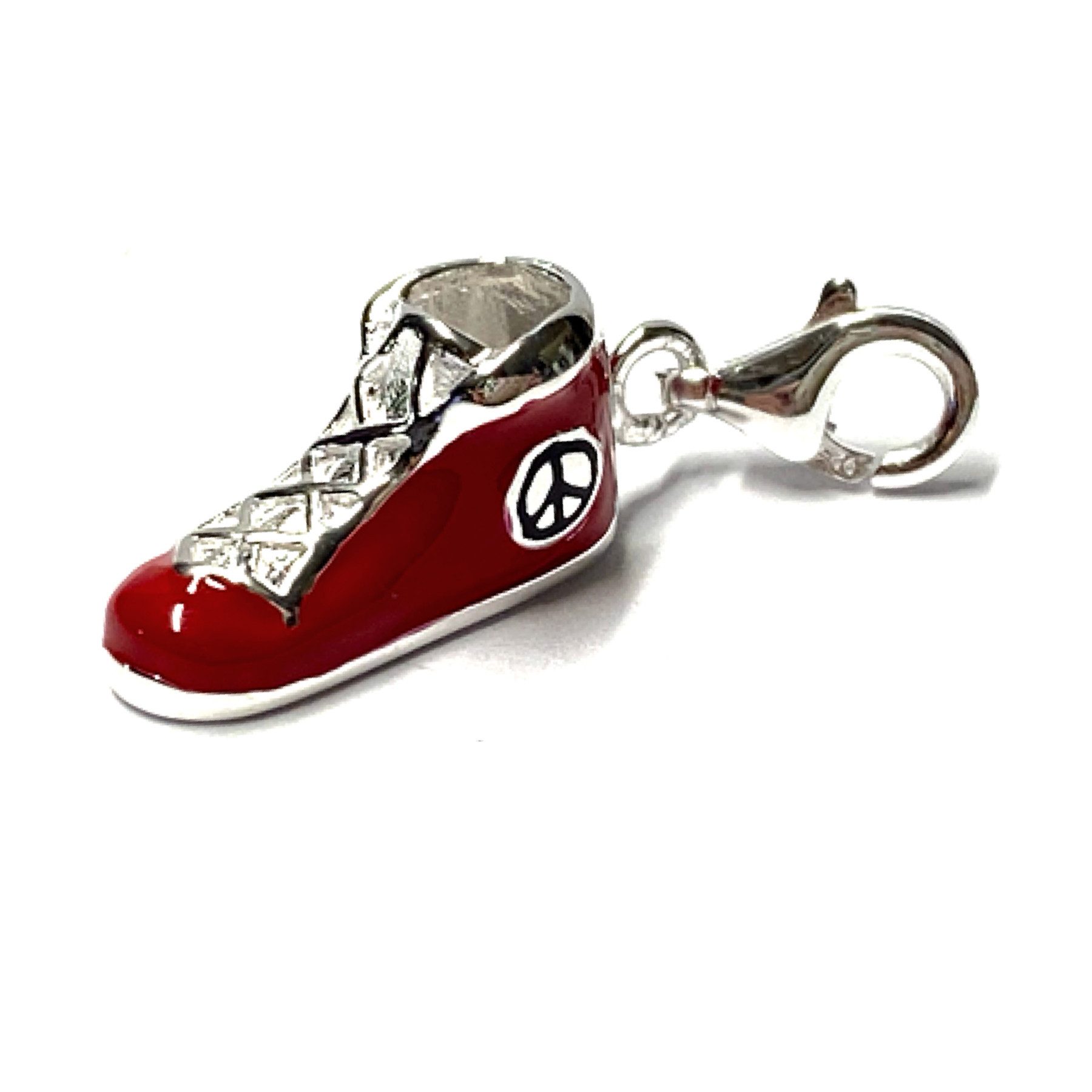 Edelschmiede925 Charm-Einhänger Charm Anhänger Sneaker rot Silber 925 Peace Bettelarmband Anhänger