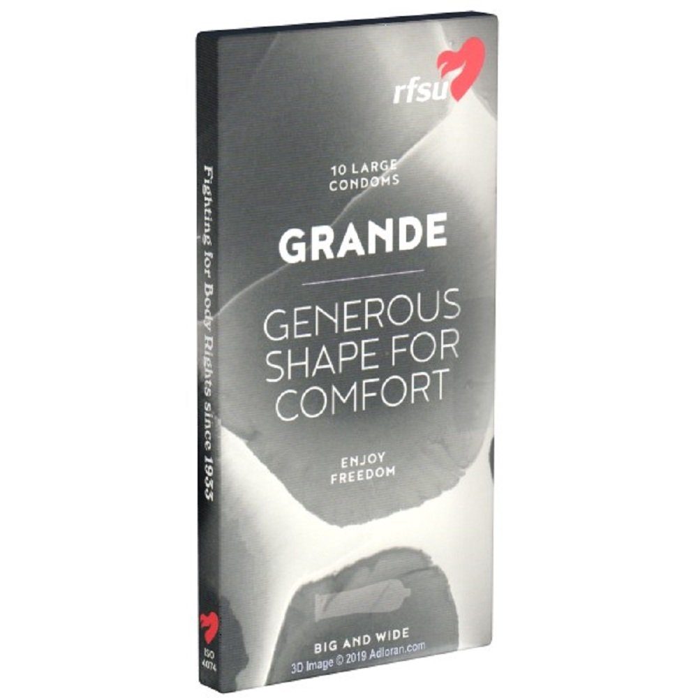 Rfsu XXL-Kondome Grande (Generous shape for comfort) Packung mit, 10 St., Kondome mit mehr Platz für die Eichel, größere RFSU-Kondome für mehr Komfort