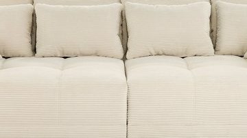 Massivart® Big-Sofa JANNI Cord beige oder grün 308 cm / 4-Sitzer, Federkernpolsterung, 4 Rückenkissen, 4 mittlere Kissen, 2 Zierkissen