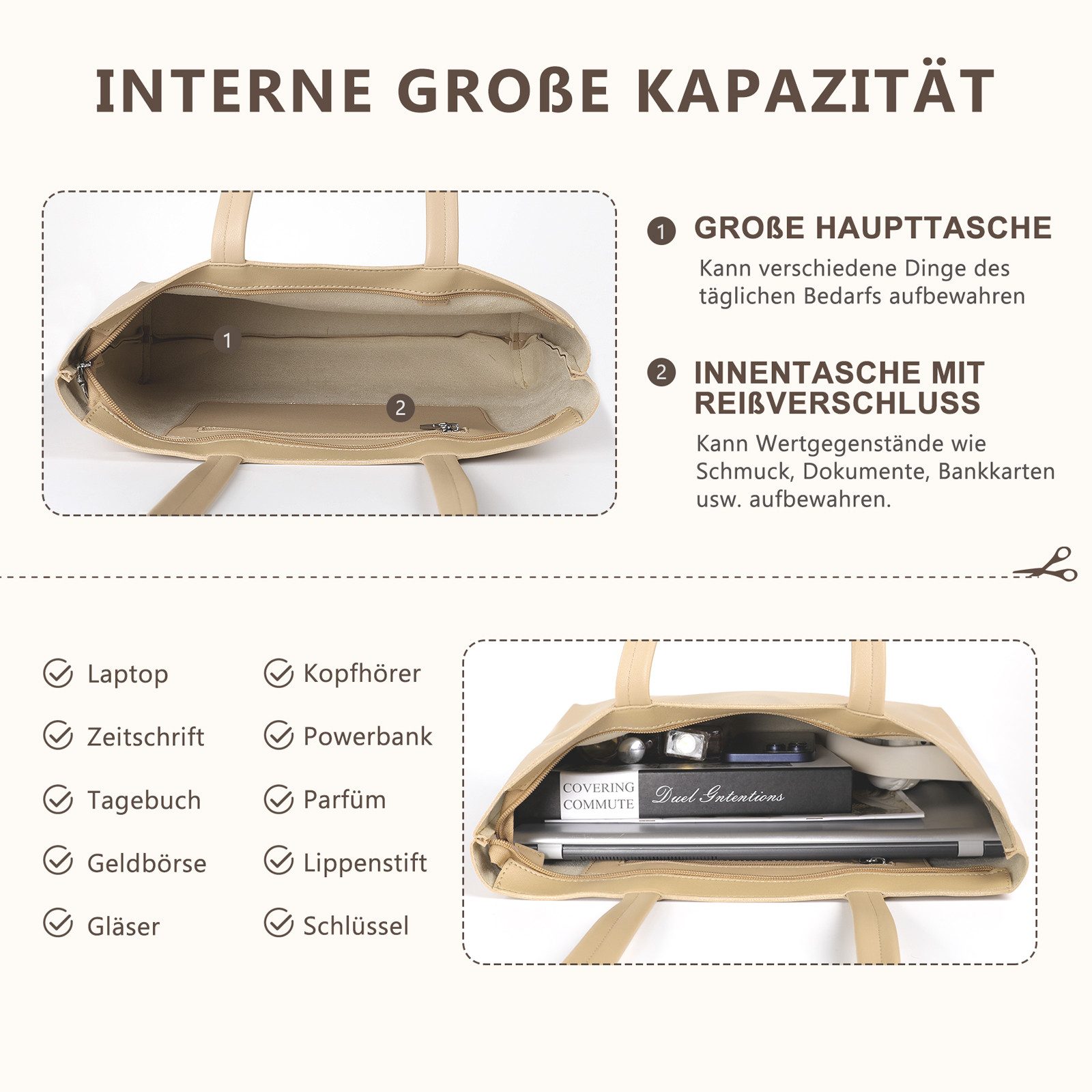TAN.TOMI Shopper Damen Henkeltaschen Groß Handtasche Mit Einer Kosmetiktasche (2-tlg., Henkeltasche 2PCS Set Einfach Tote Bag), Handtaschen Damen Groß PVC Umhängetasche