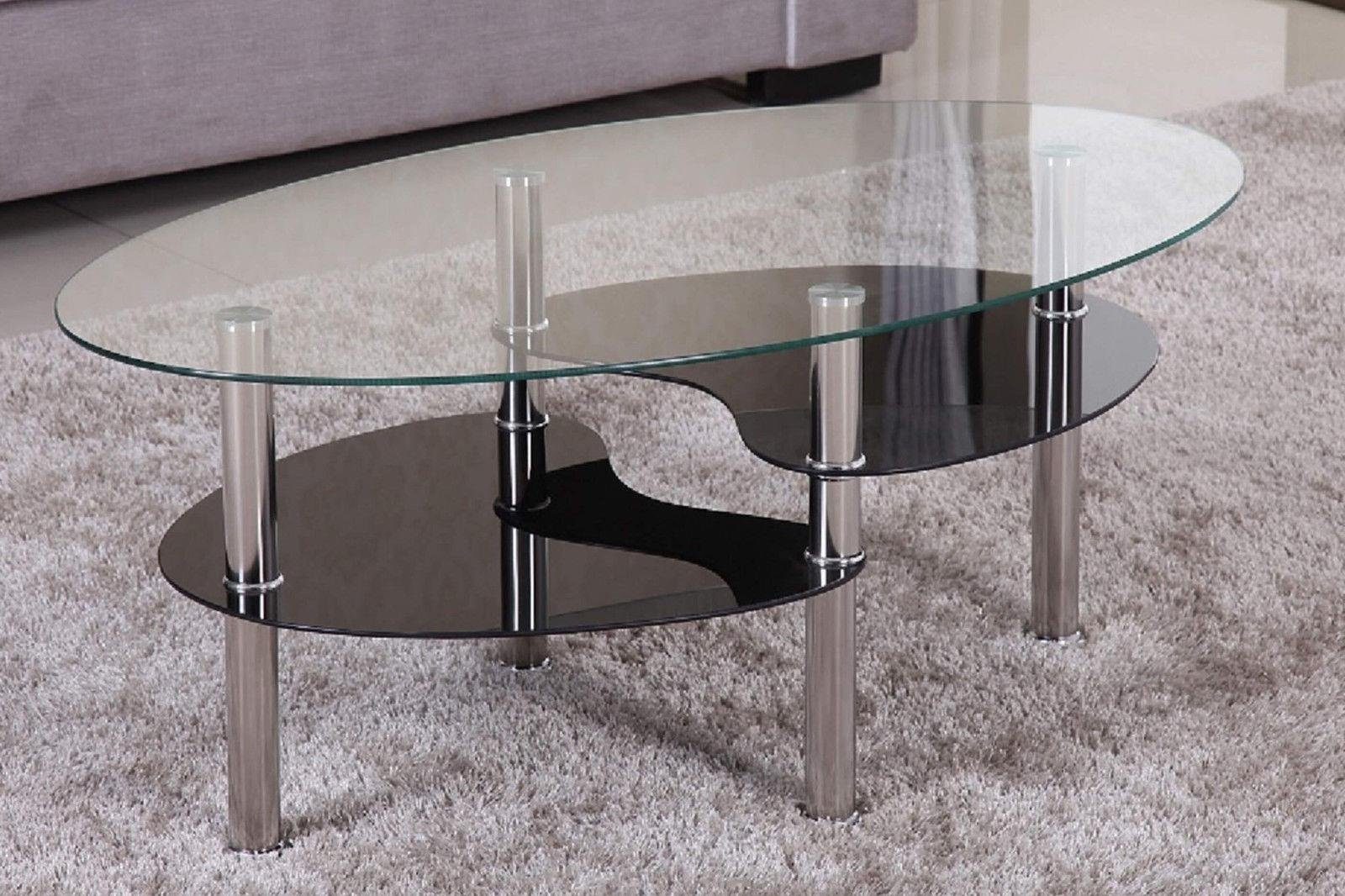 HOOZ Couchtisch HOOZ Couchtisch 98x55cm Klar Glas mit Ablagen in schwarz (W günstig online kaufen