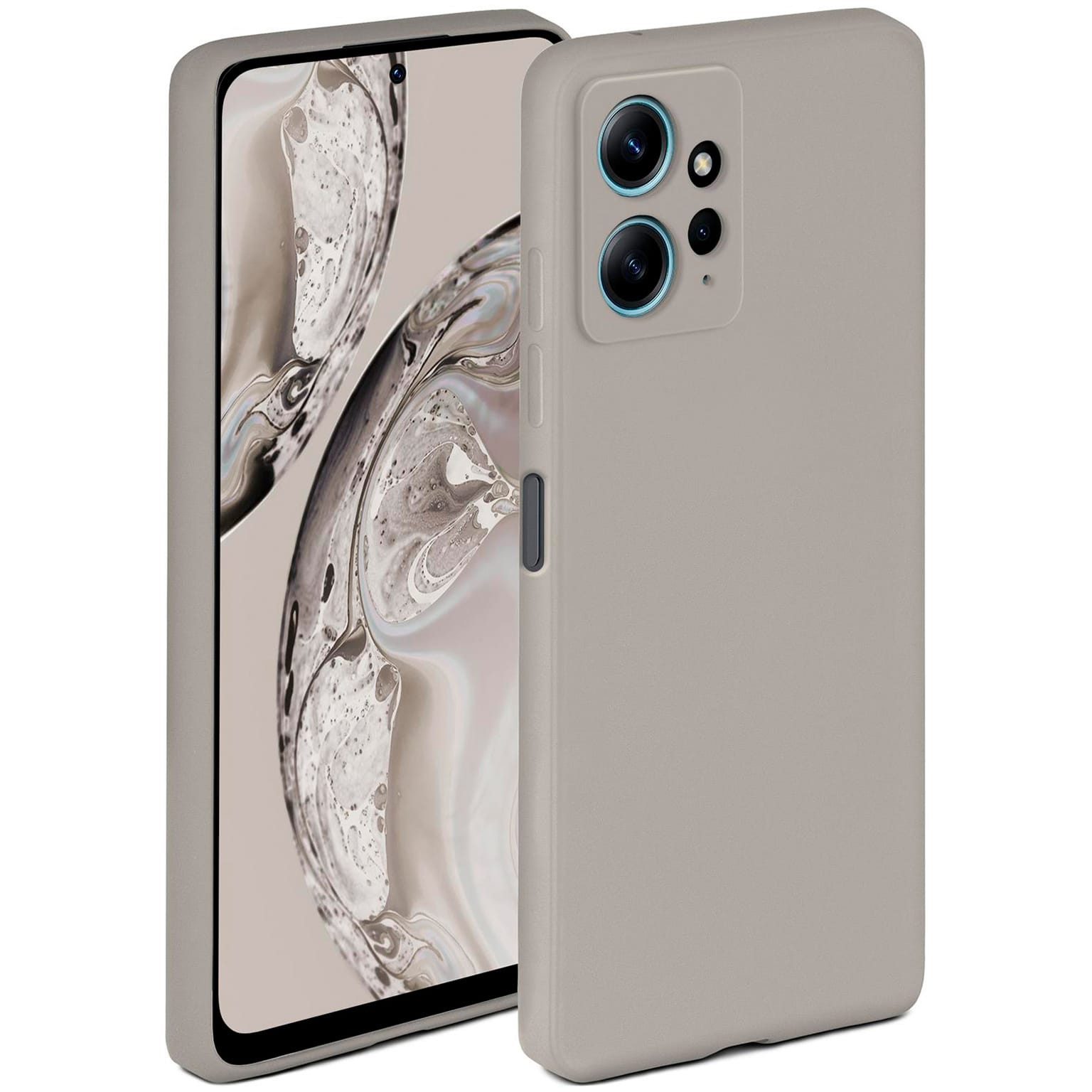 ONEFLOW Handyhülle für Redmi Note 12 (4G) Hülle Silikon Soft Case Taupe Grau 6,67 Zoll, Silikonhülle Cover Dünn Handytasche TPU Schutzhülle mit Kameraschutz