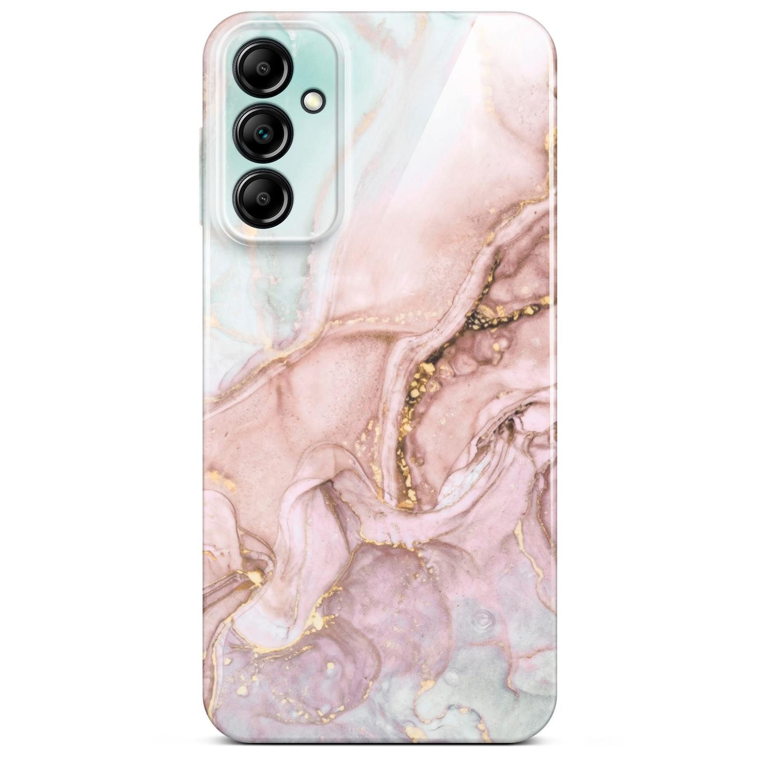 ONEFLOW Handyhülle für Samsung Galaxy A14 5G Hülle Marmor Bliss Cover Rosa Grau, Handy Schutz Backcover Handytasche Case Schutzhülle mit Kameraschutz