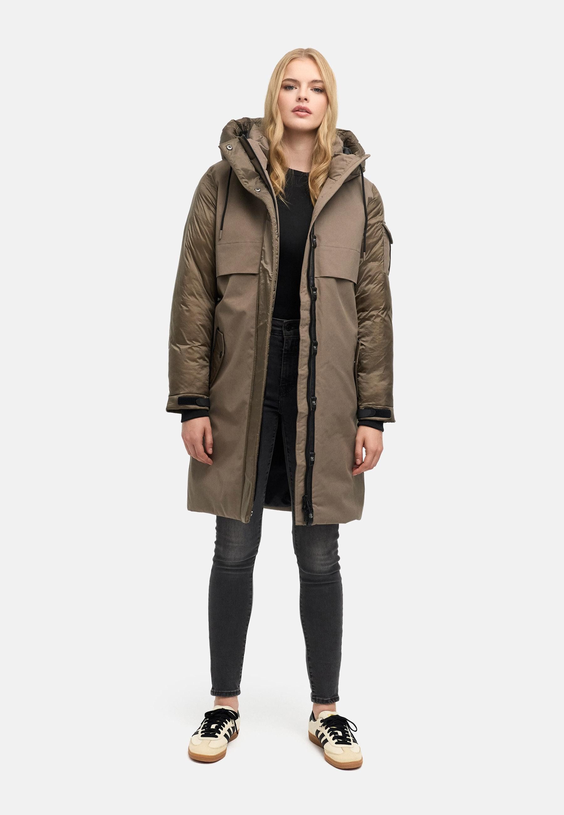 Navahoo Funktionsmantel Peakstorm 14 Modischer Damen Wintermantel aus Materialmix – Bild 5 von 5