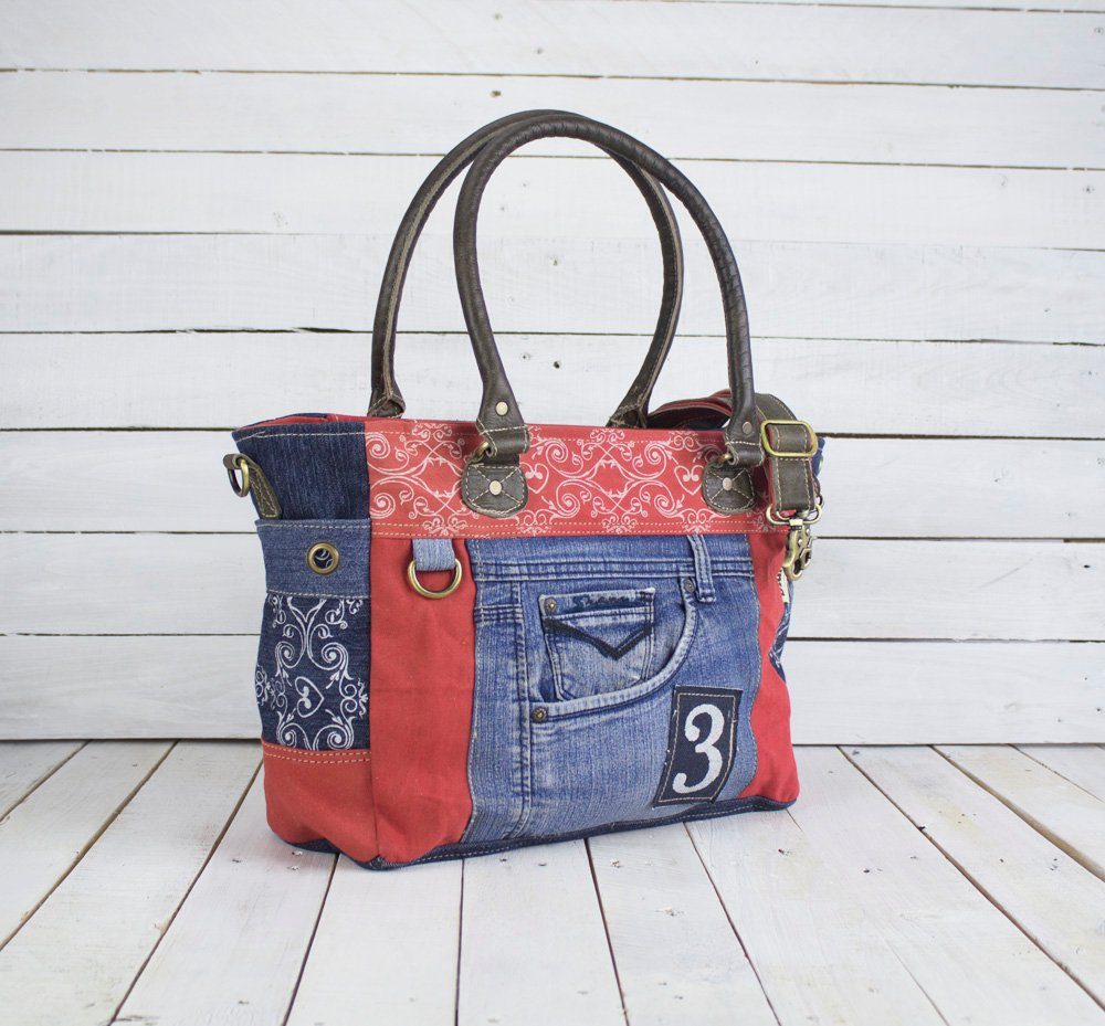 Sunsa Messenger Bag Damen Handtasche XXL Schultertasche Tasche, Aus recycelten Materialien