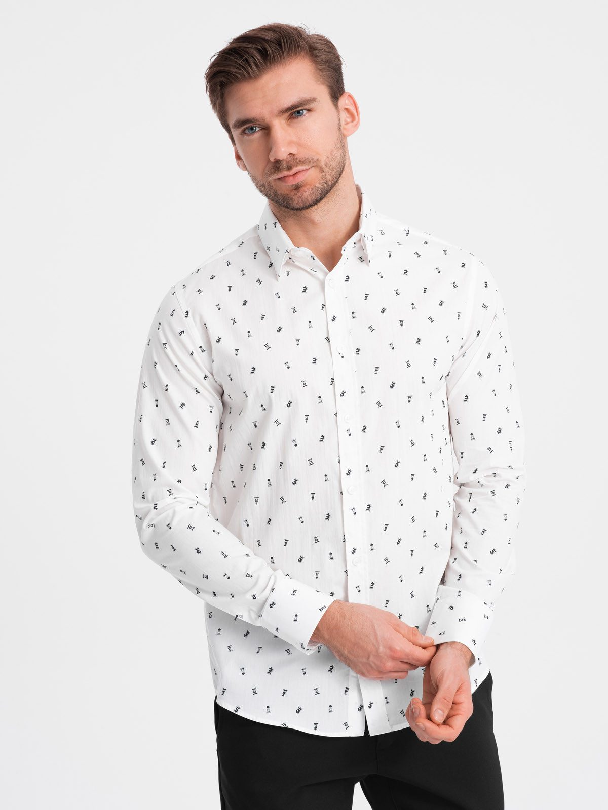 Langarmhemd Gemustertes Herrenhemd aus Baumwolle SLIM FIT
