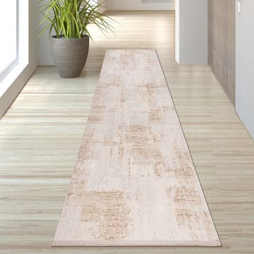 Teppich Moderner glänzender Wohnzimmer-Teppich in gold-weiß, TeppichHome24, rechteckig, Höhe: 5 mm