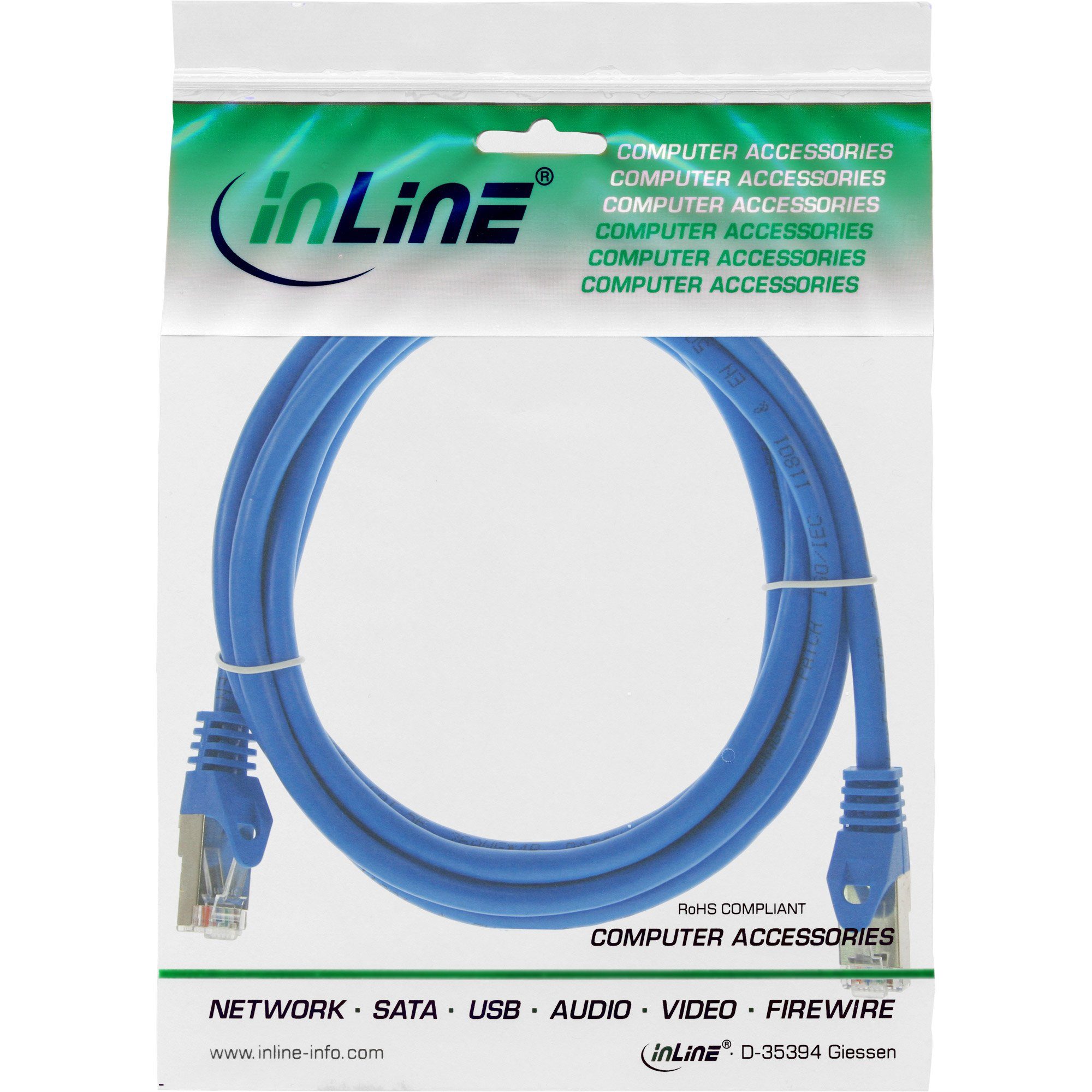 Inline InLine® Patchkabel, F/UTP, Cat.5e, blau, 1m LAN-Kabel