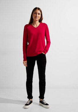 Cecil Strickpullover Cecil Feinstrick Pullover in Casual Red (1-tlg) Rippstrickbündchen