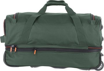 travelite Reisetasche Basics, 55 cm, dunkelgrün, Duffle Bag Sporttasche mit Trolleyfunktion und Volumenerweiterung