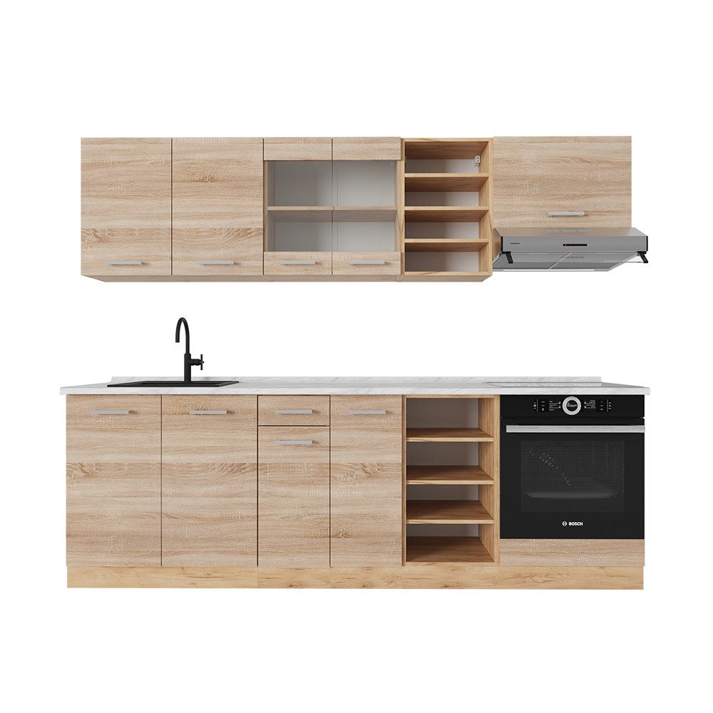 Vicco Küchenzeile R-Line, Sonoma/Goldkraft Eiche, 240 günstig online kaufen