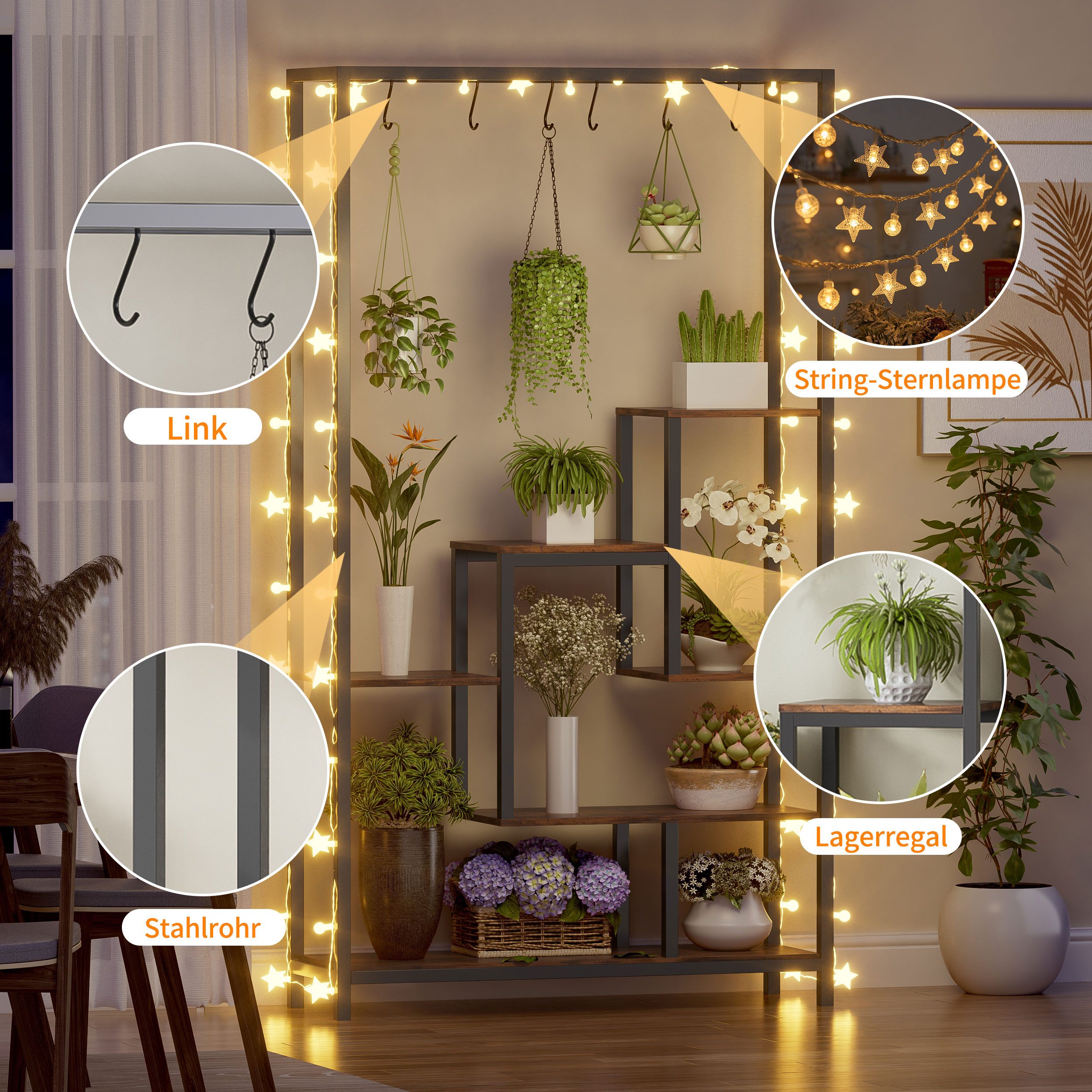TWSOUL Blumenständer 5-lagiges Bücherregal, Pflanzenlagerregal, 180*100cm, günstig online kaufen