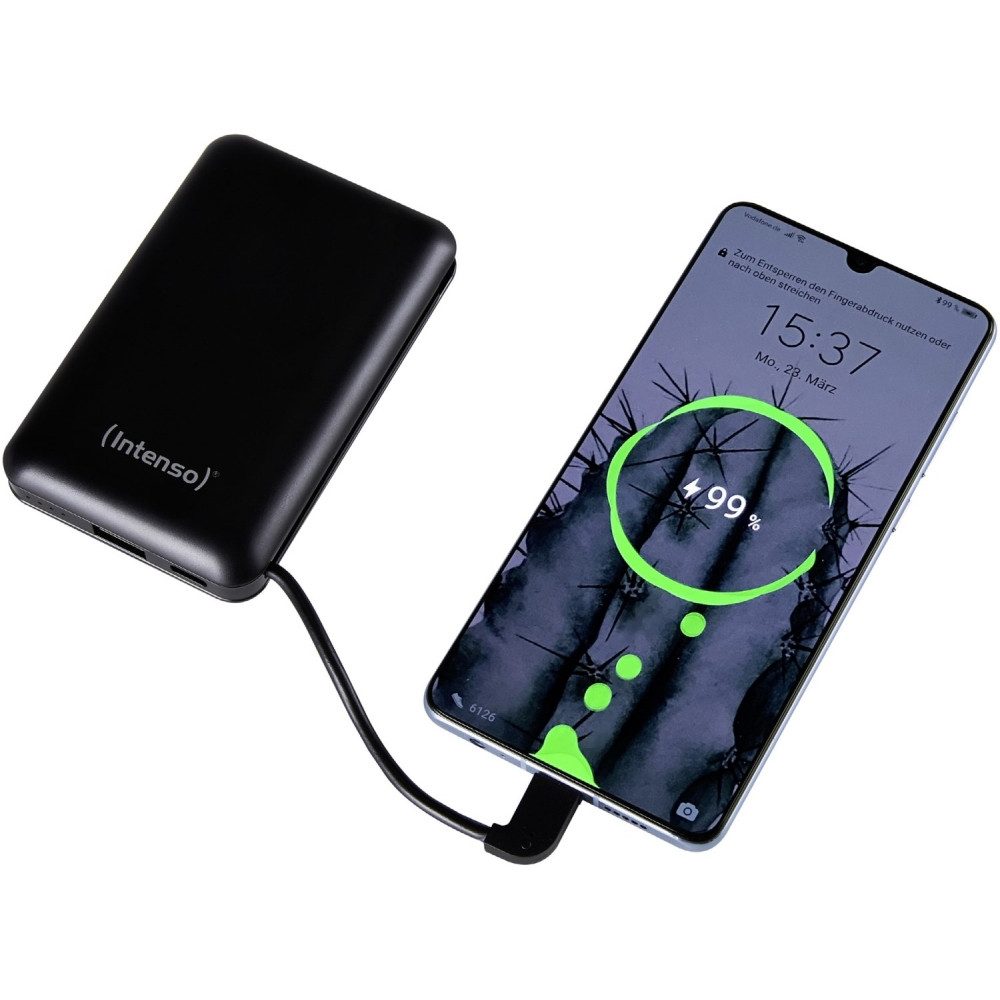 Intenso Intenso XC10000 Powerbank schwarz - tragbares Ladegerät. Powerbank Intenso XC10000 Powerbank schwarz, Integriertes Type C Kabel, 10000 mAh Kapazität