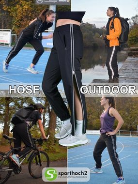 sporthoch2 Funktionshose Sporthose HOSE TRAINING _Outdoor 2-Wege-Reißverschlusssystem am Bein, reflektierender Reißverschluß