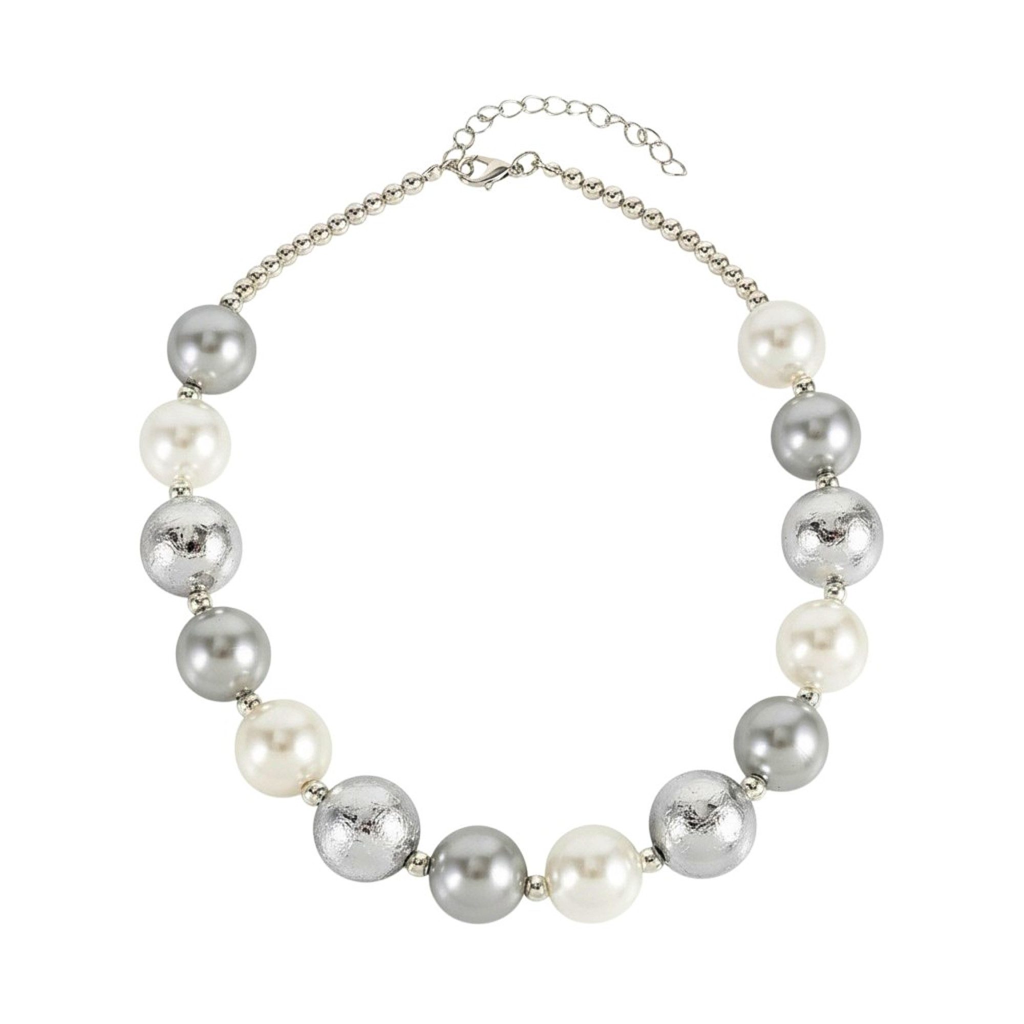 Perlenkette Halskette Damen Gold Schwarz od. Silber Legierung