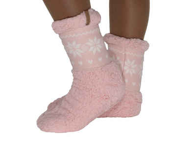 Markenwarenshop-Style Haussocken Damen Hüttensocken Haussocken Hüttenschuhe ABS Teddy Gr.35-42 Farbe: