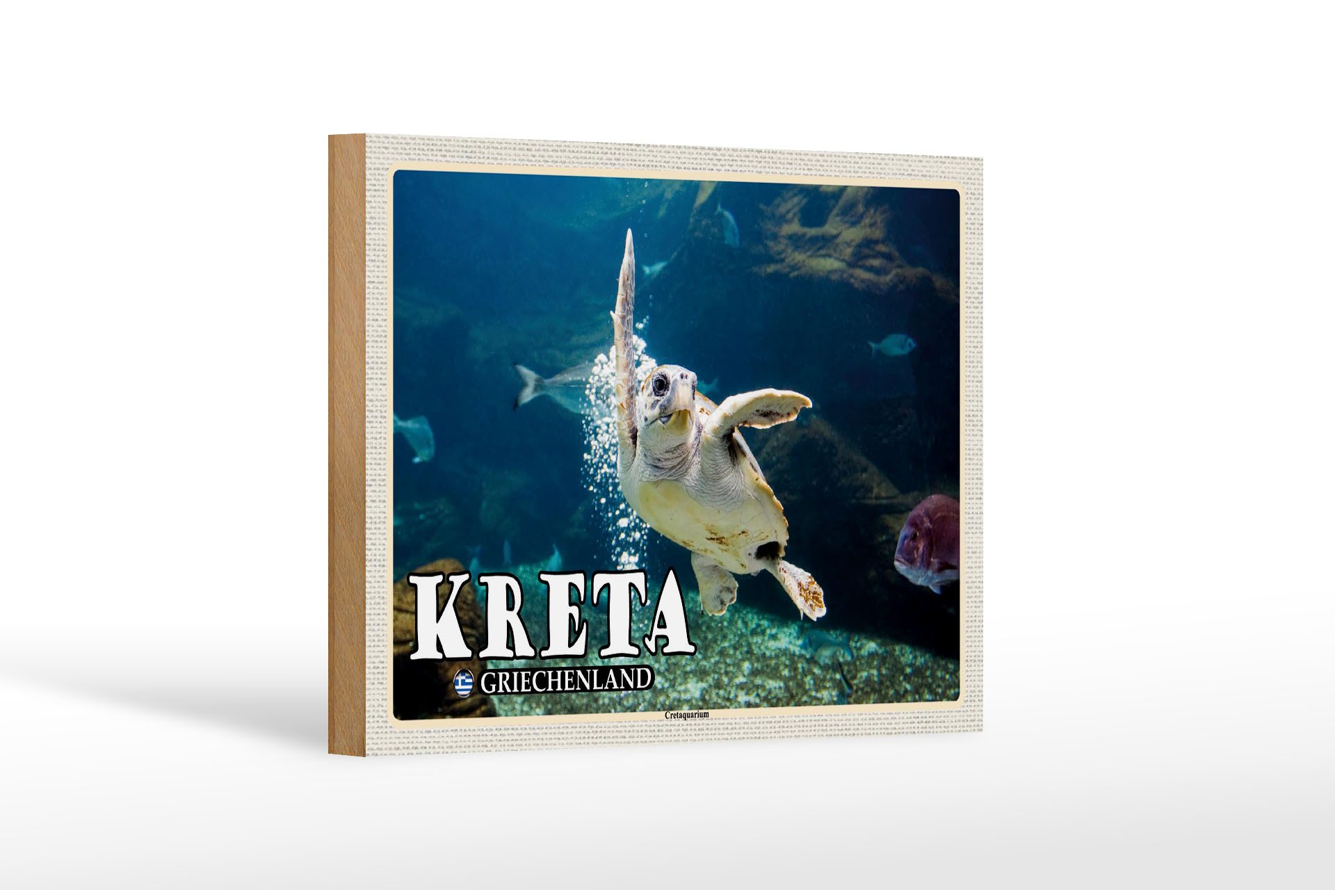 Femer GmbH Holzbild Reise 18x12 cm Kreta Griechenland Cretaaquarium, (1 St), Glatte Holzfaserplatte (MDF), vorn beschichtet