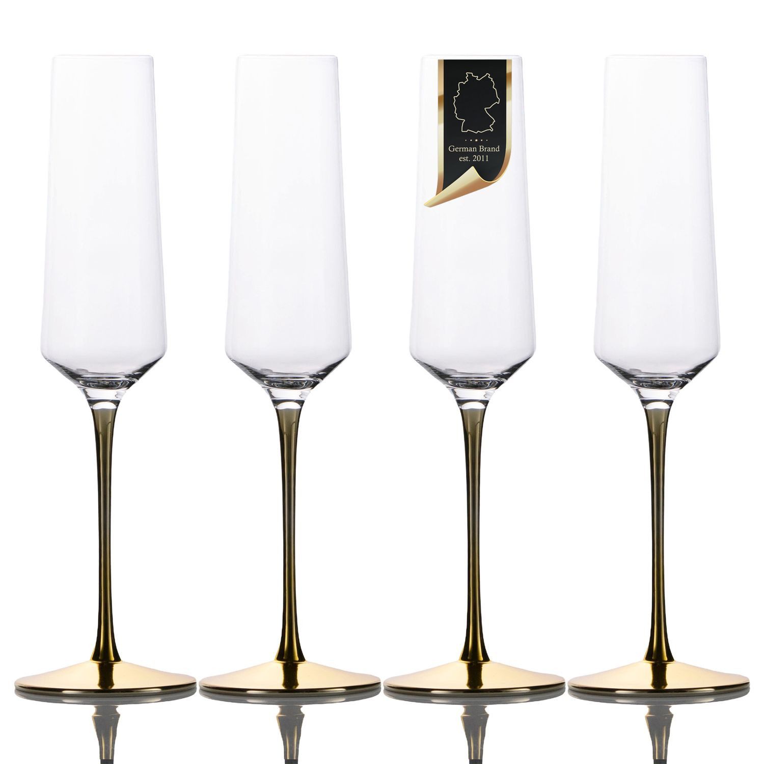 Intirilife Champagnerglas, 4-tlg., Glas, Champagner Sekt Glas Set 200ml Prosecco Kristallglas