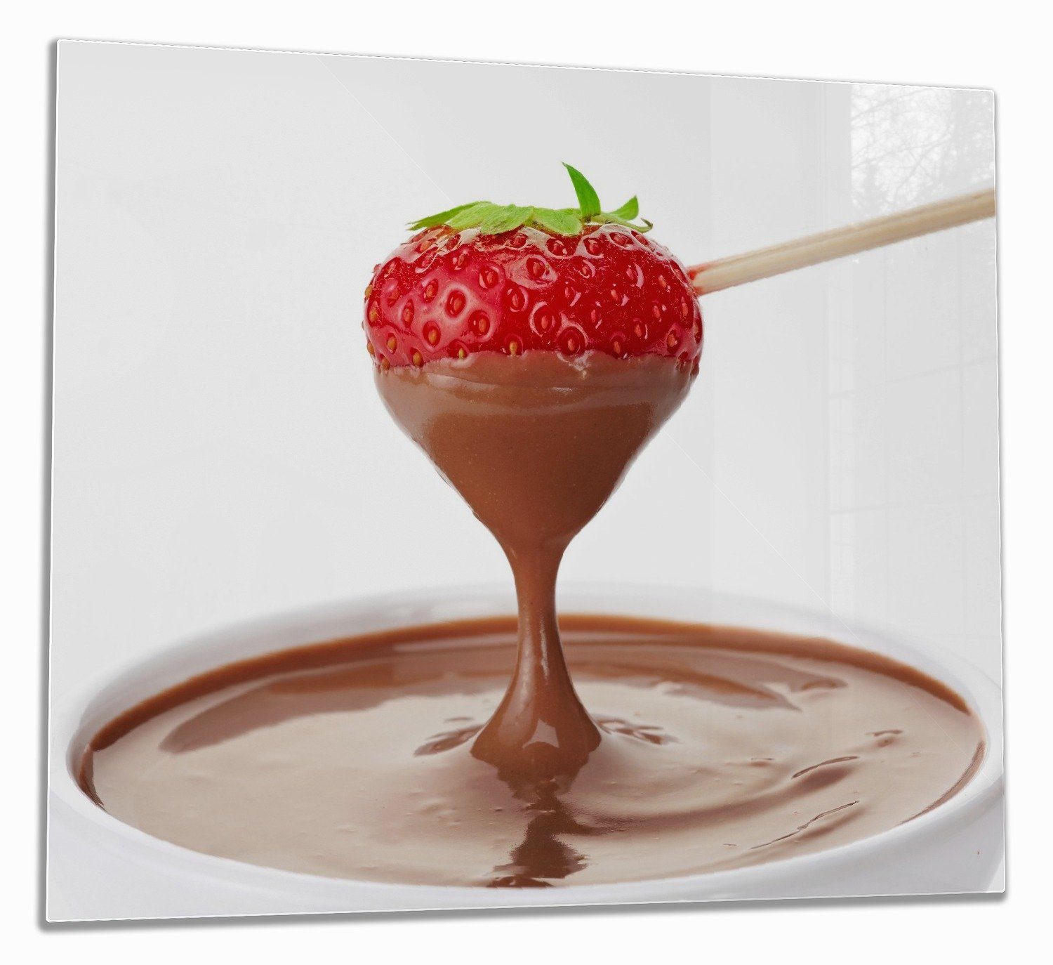 Wallario Herd-Abdeckplatte Schoko-fondue mit Erdbeer am Stiel, ESG-Sicherheitsglas, (Glasplatte, 1 tlg., inkl. 5mm Noppen), verschiedene Größen