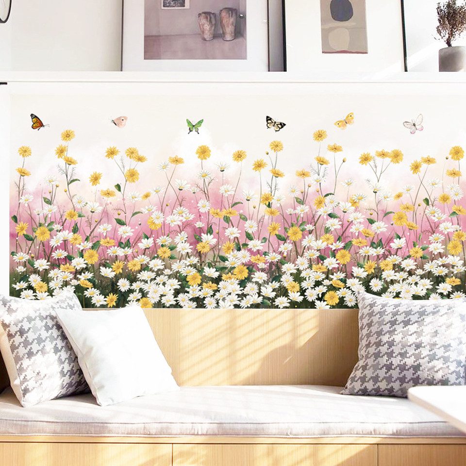 Coonoor Wandtattoo Blumen Wandaufkleber Wildblume Wandsticker (2 St), Schlafzimmer Wohnzimmer Sofa Hintergrund Wanddeko