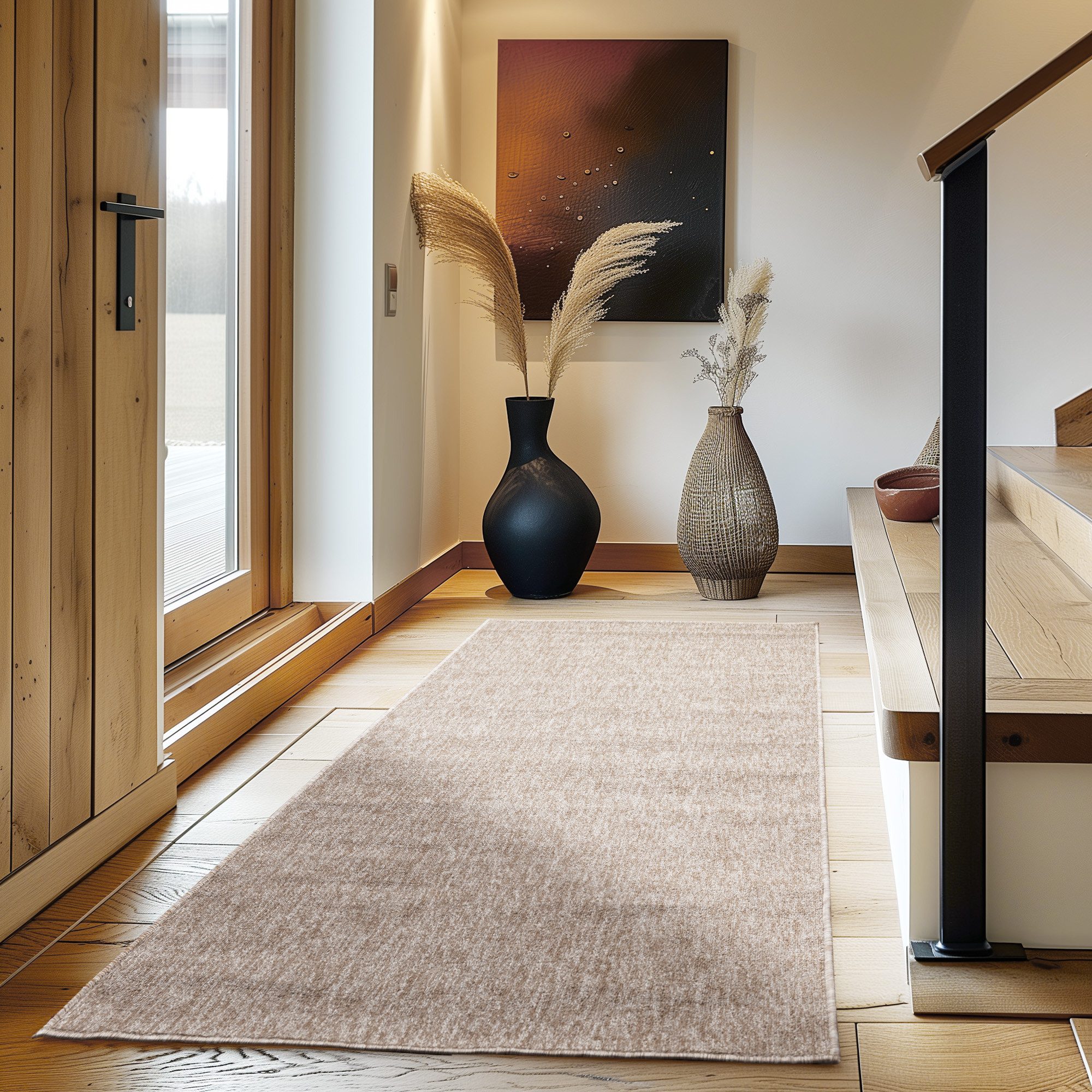 Carpettex Schlingenteppich Unicolor - Einfarbig, Läufer, Höhe: 7 mm, Kurzflor Schlingen Teppich Wohnzimmer Einfarbig Modern