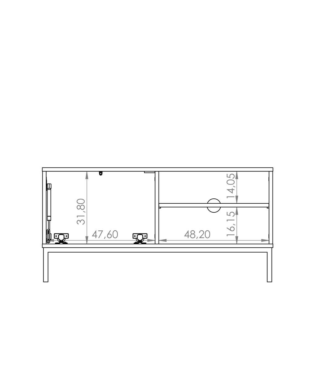 schwarze weiße (modernes inklusive mit Tür 1x / Push-to-Open-Methode Querty Sideboard Beautysofa hikora) für Einlegeböden, TV-Schrank Wohnzimmer,mit /