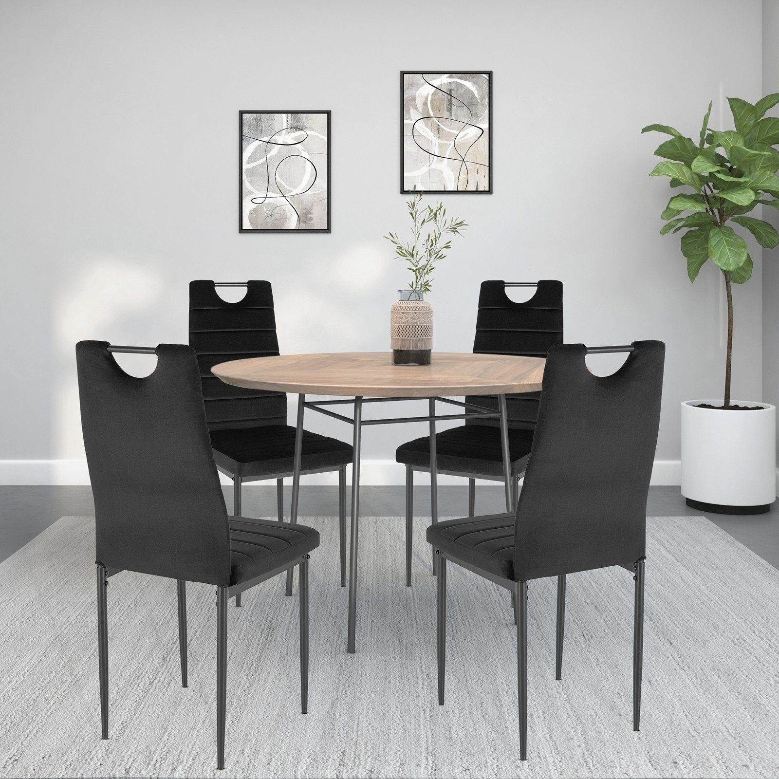 freiraum 4-Fußstuhl 4-Fußstuhl >Milano< (4er-Set) in Grün, Samt - 42x98x53cm (BxHxT), (4er-Set) in Schwarz, Samt - 42x98x53cm (BxHxT)